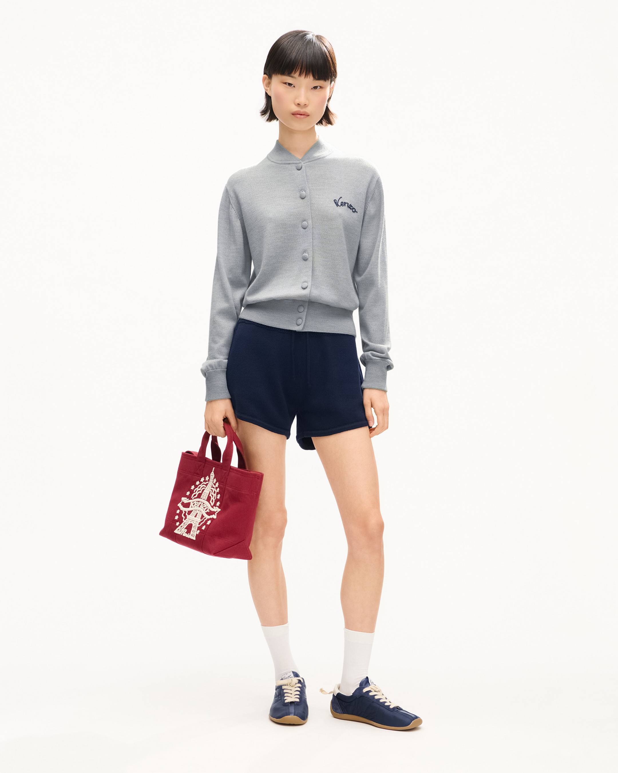 Varsity-Strickjacke mit &bdquo;KENZO Eiffel Tower Design&ldquo; aus Wolle