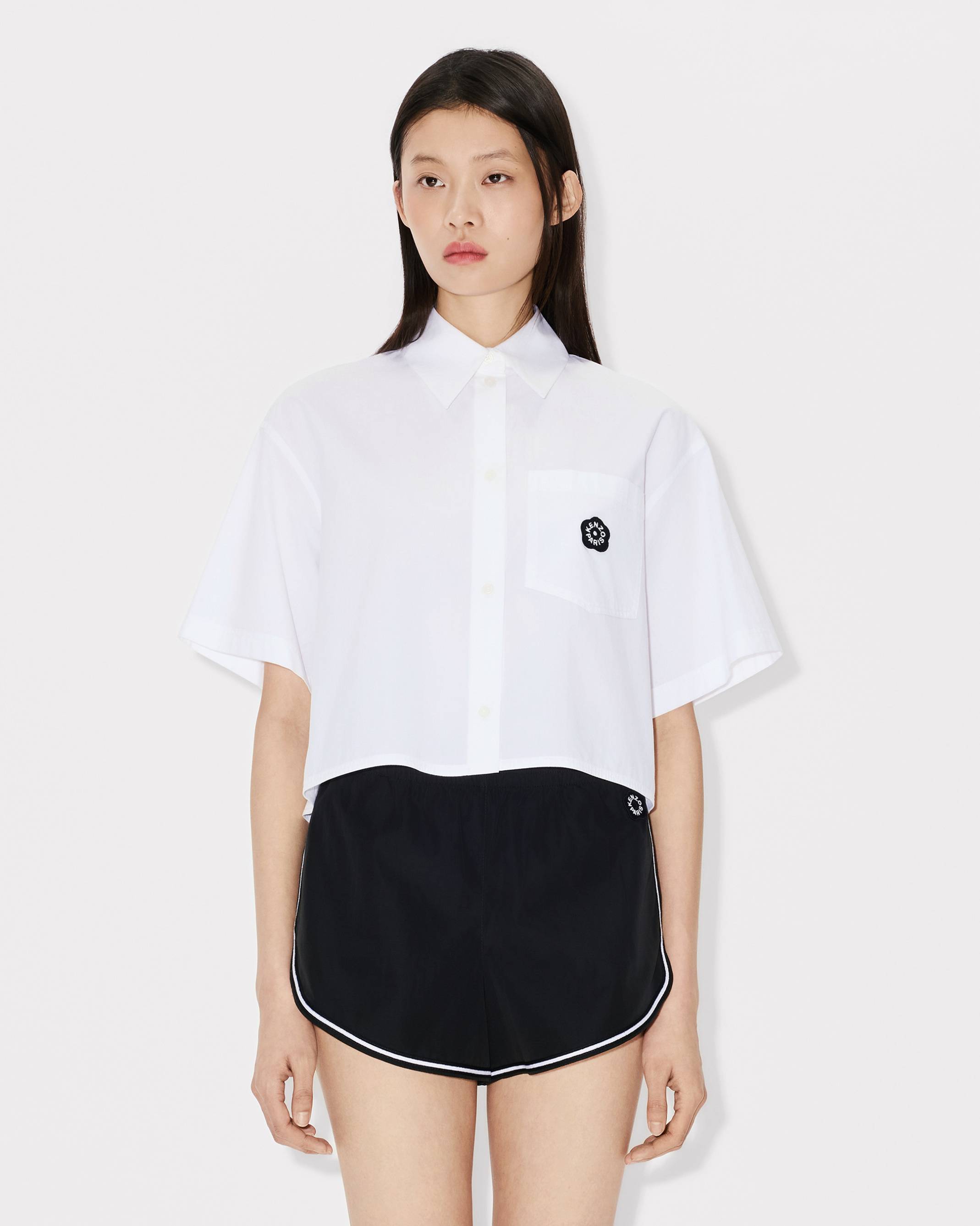 'Boke Flower 2.0' エンブロイダリー ショート スリーブ シャツ イン コットン ポプリン