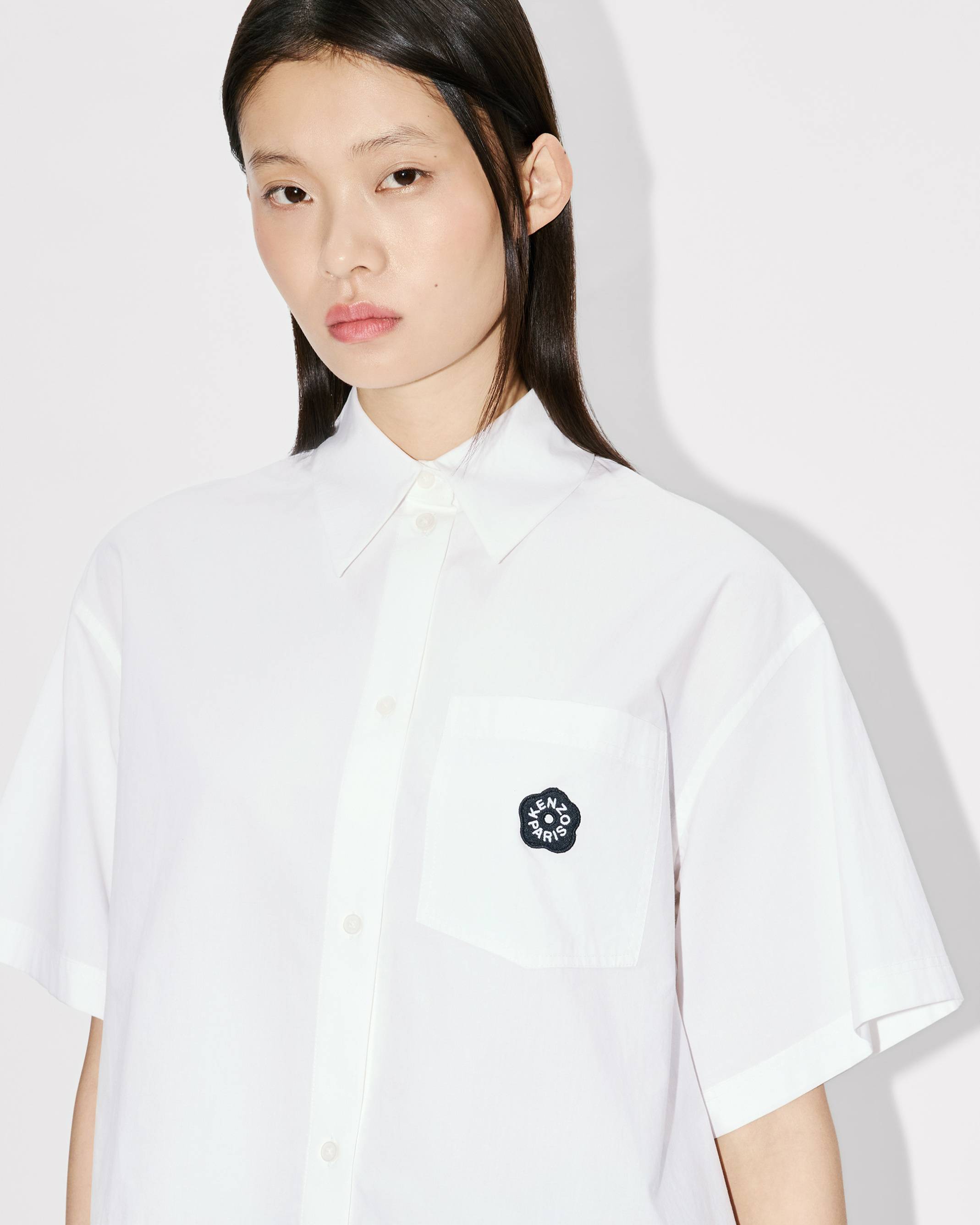 'Boke Flower 2.0' エンブロイダリー ショート スリーブ シャツ イン コットン ポプリン