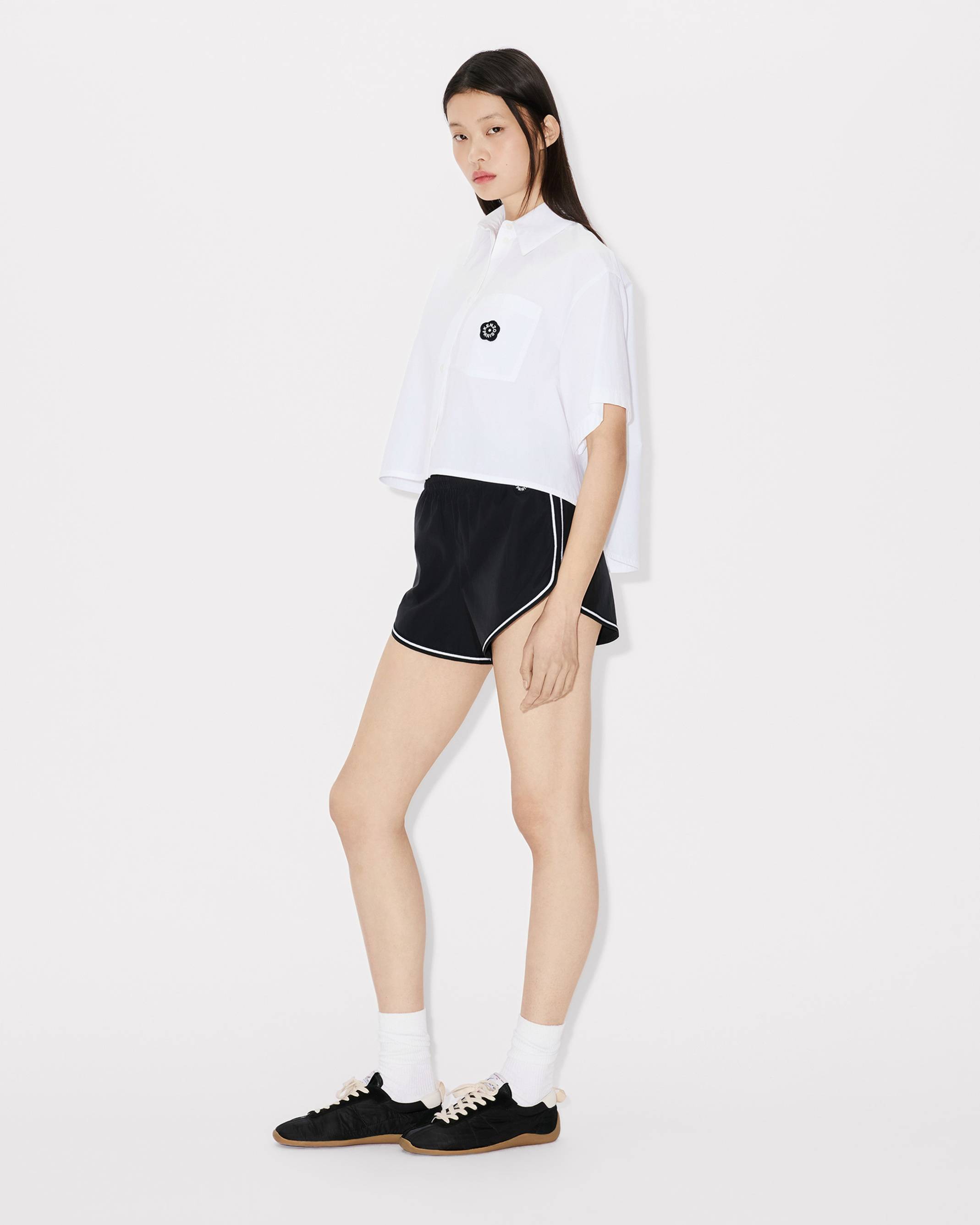 'Boke Flower 2.0' エンブロイダリー ショート スリーブ シャツ イン コットン ポプリン