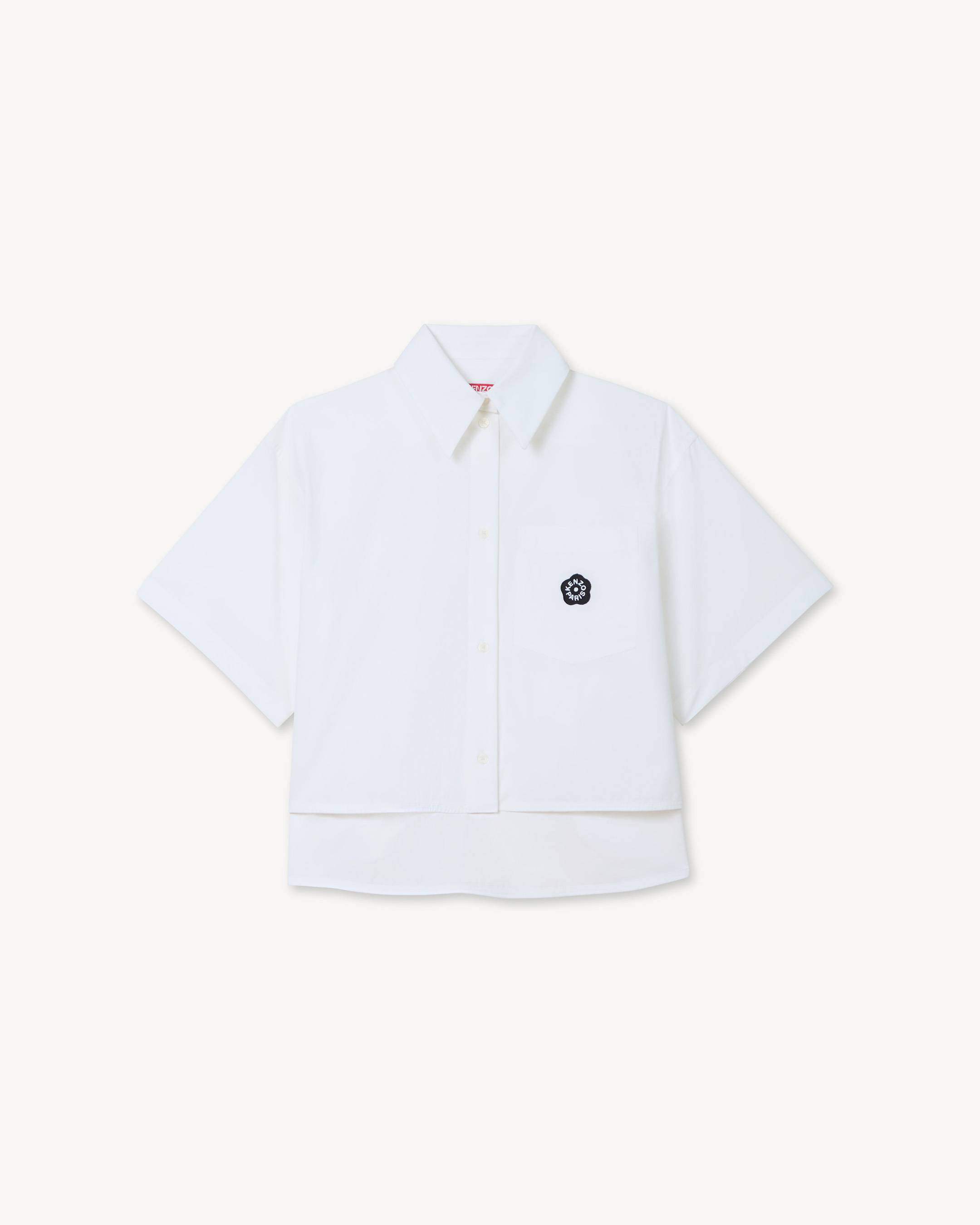 'Boke Flower 2.0' embroidered short slevee shirt in cotton poplin