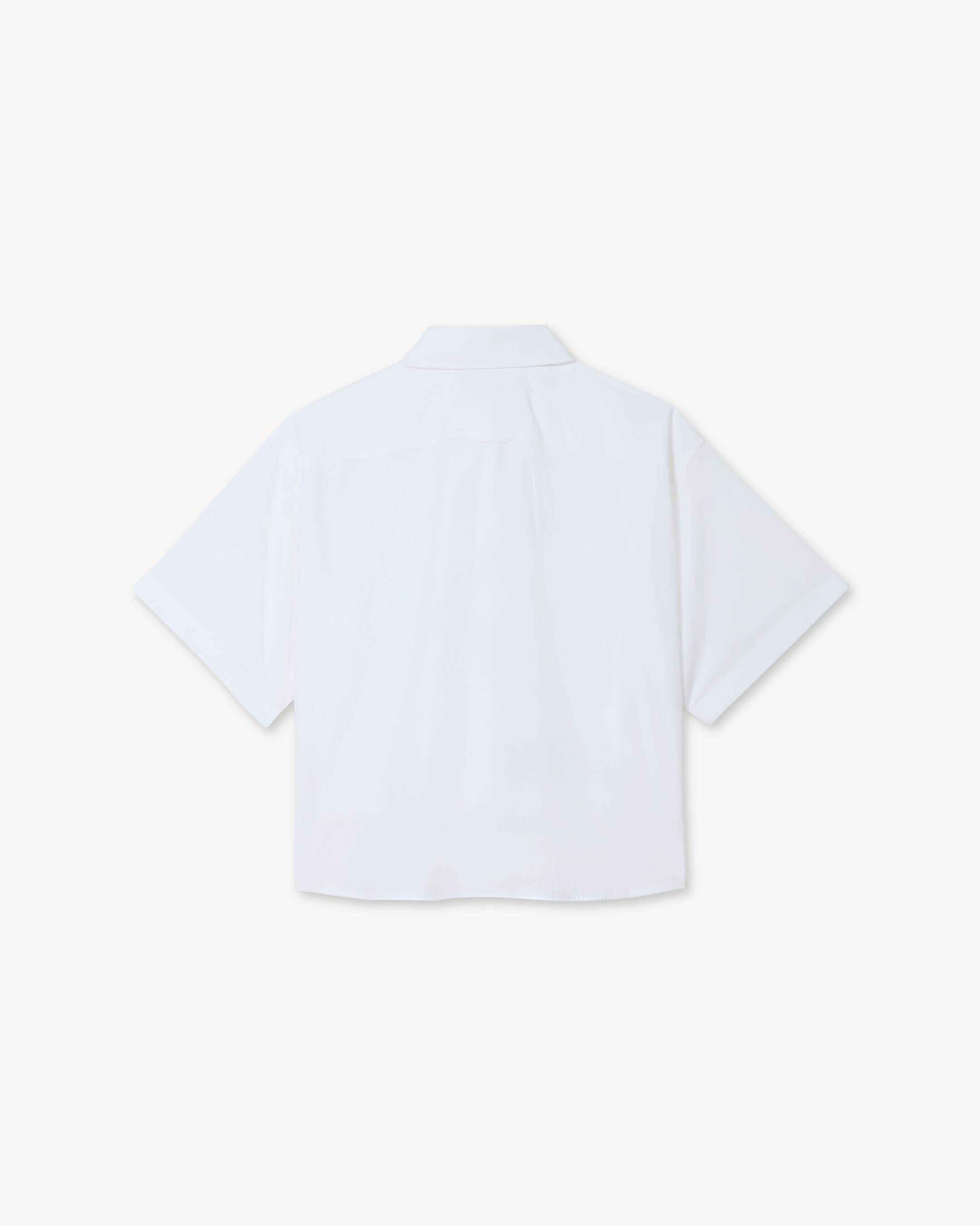 'Boke Flower 2.0' embroidered short slevee shirt in cotton poplin
