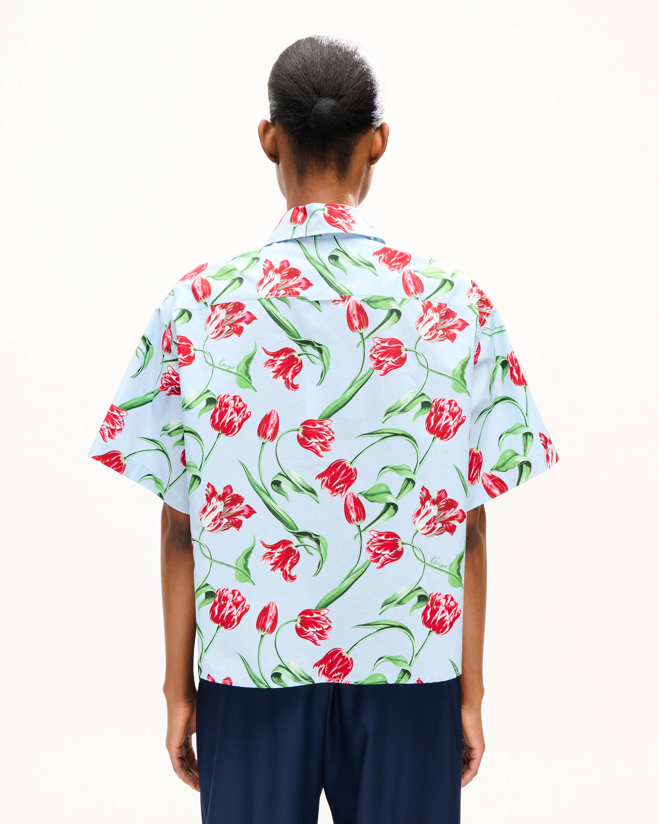 Chemise &agrave; manches courtes 'KENZO Tulip' en popeline de coton