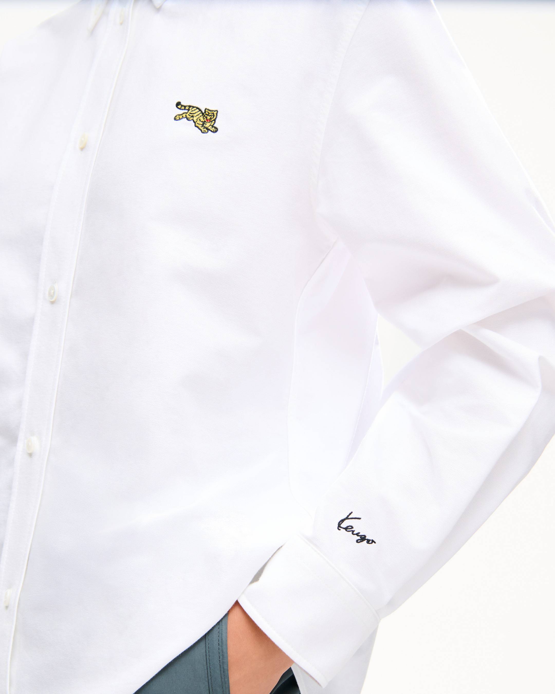 Camicia aderente in cotone oxford con ricamo 'KENZO Jumping Tiger' 