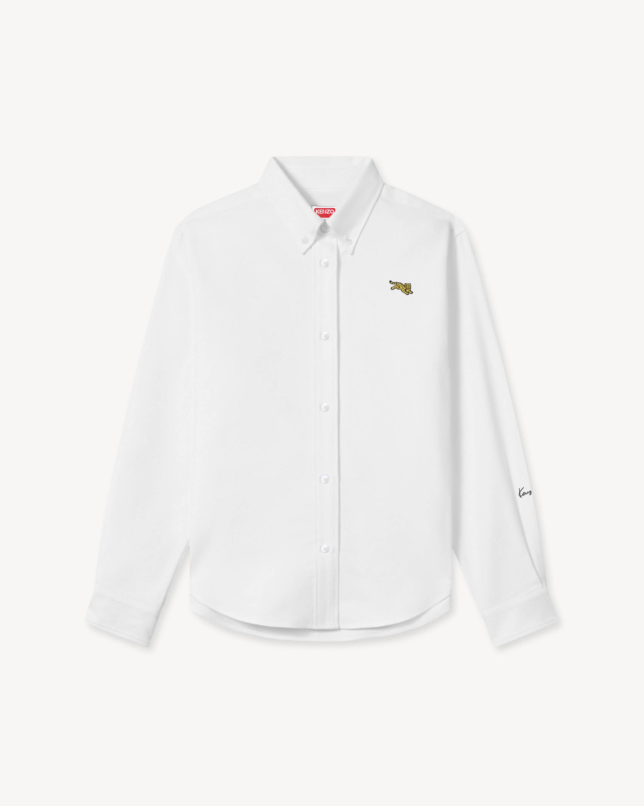 'KENZO Jumping Tiger' embroidered fitted shirt in cotton oxford 