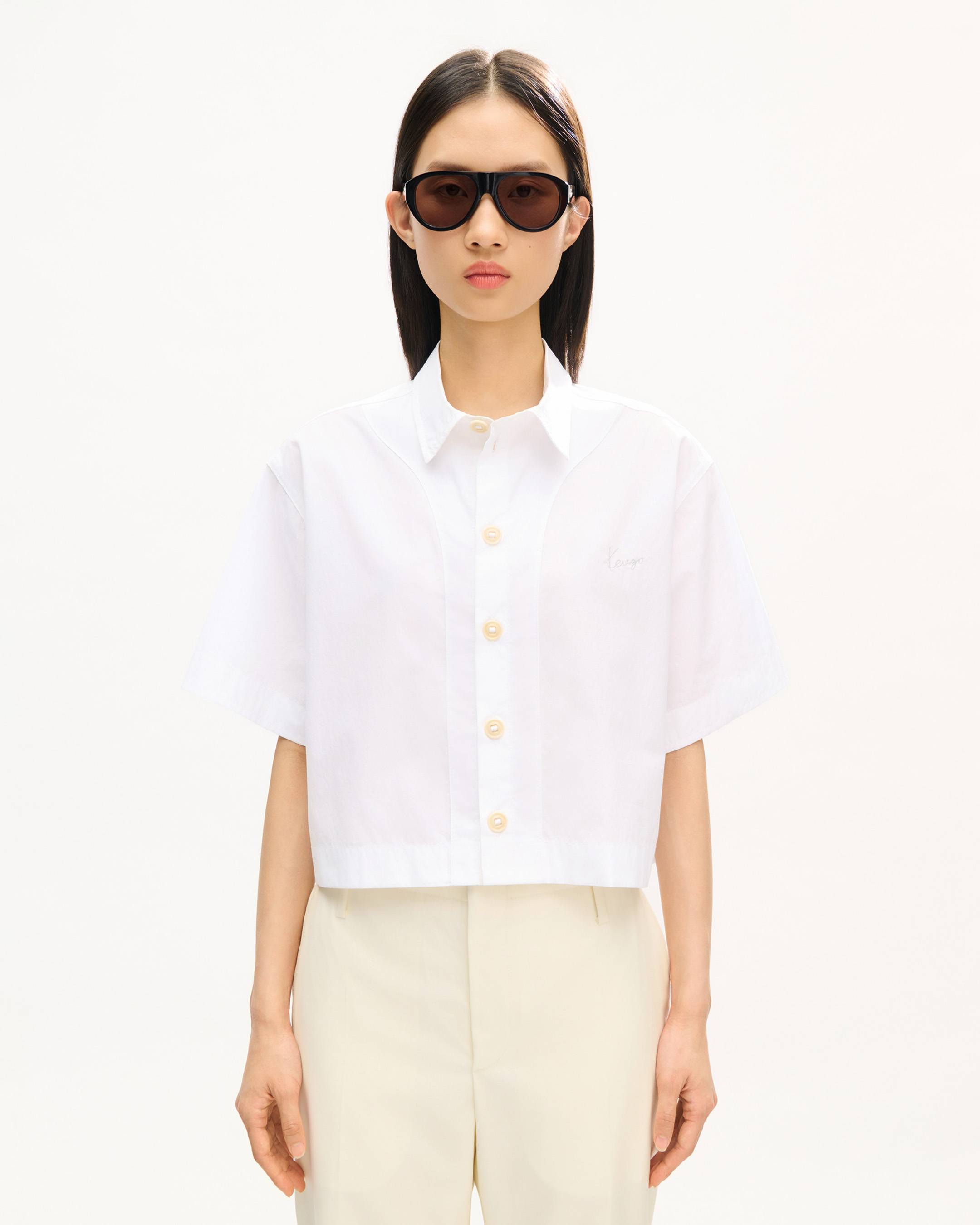 'KENZO Signature' short sleeve shirt in cotton poplin