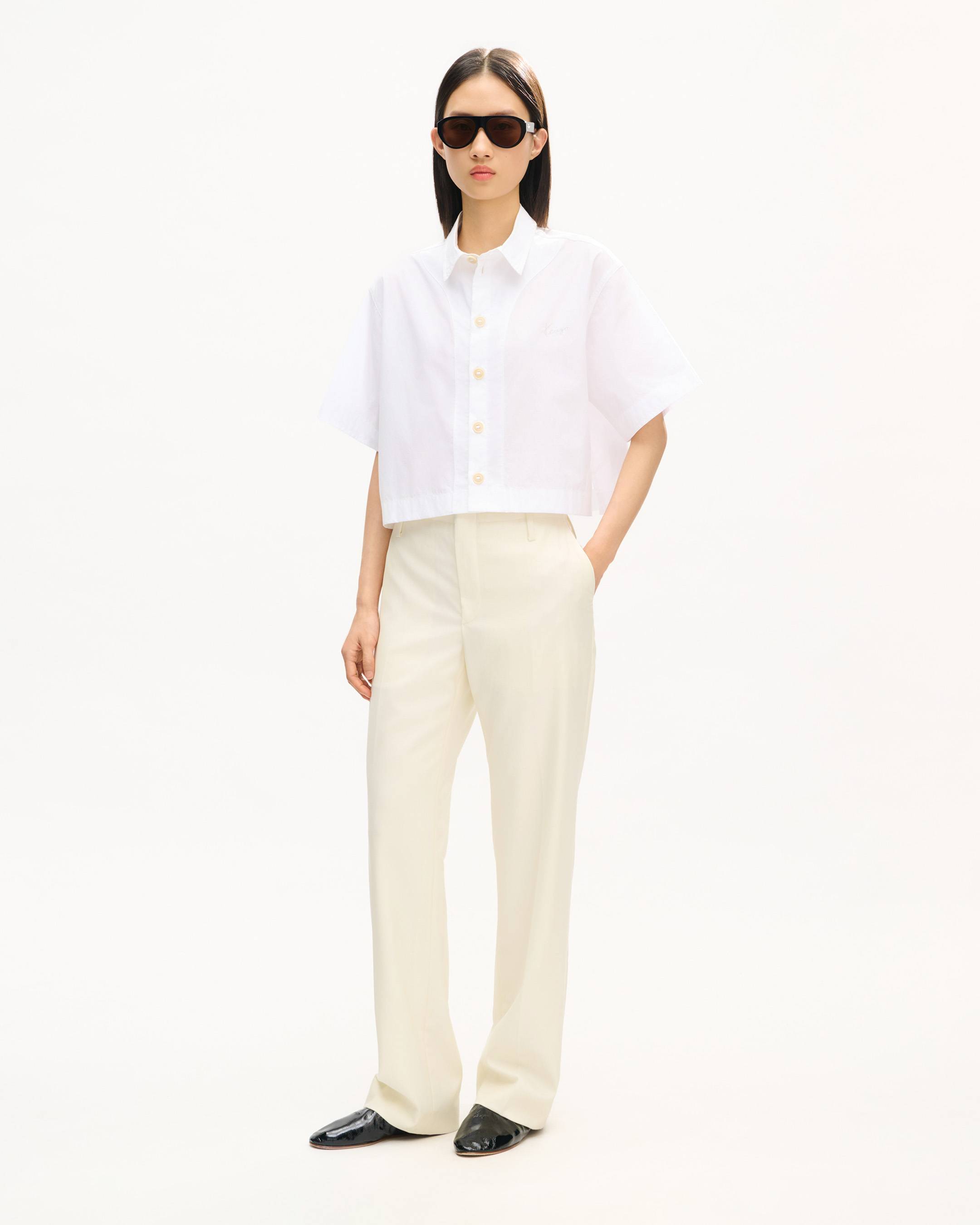 'KENZO Signature' short sleeve shirt in cotton poplin