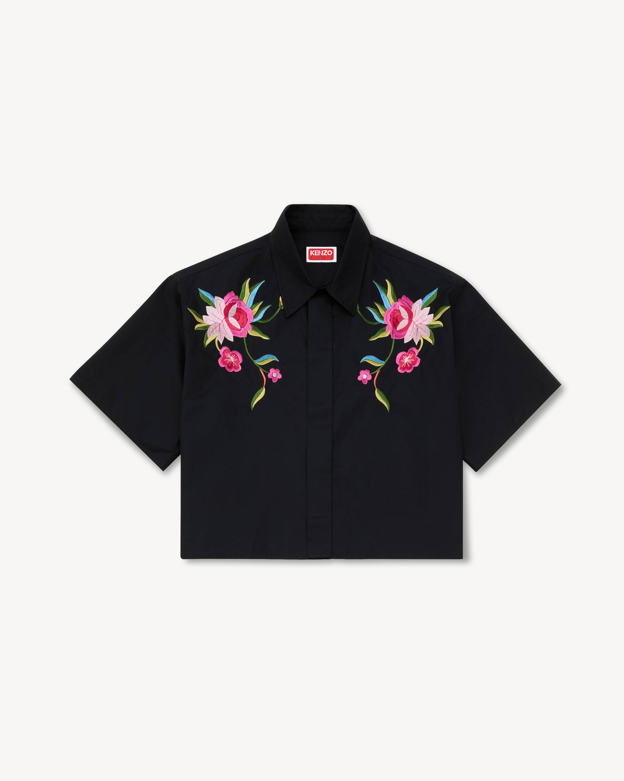 'KENZO Wildflower' embroidered short sleeve shirt in cotton poplin