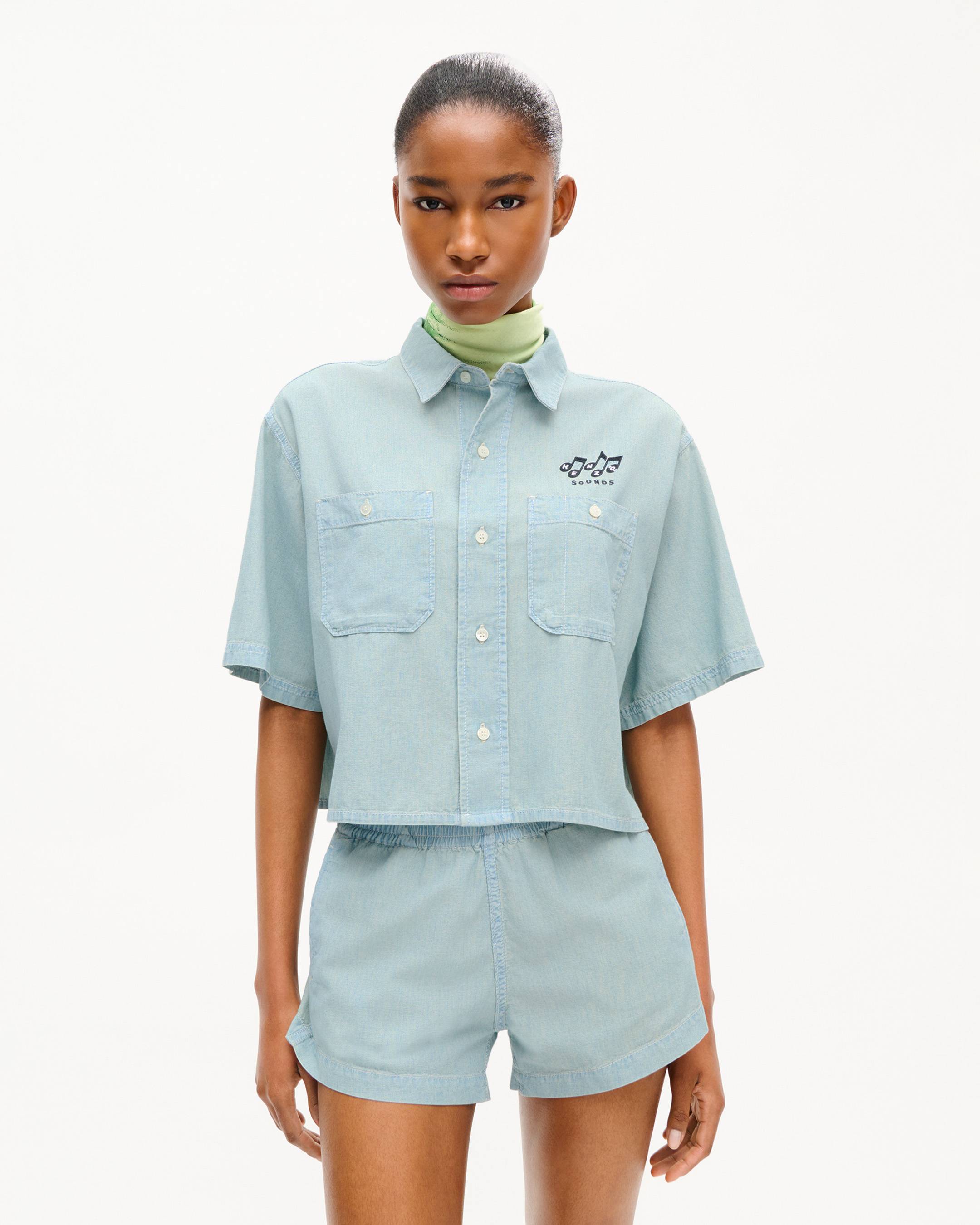 KENZO Sounds' light short sleeve shirt in washed chambray