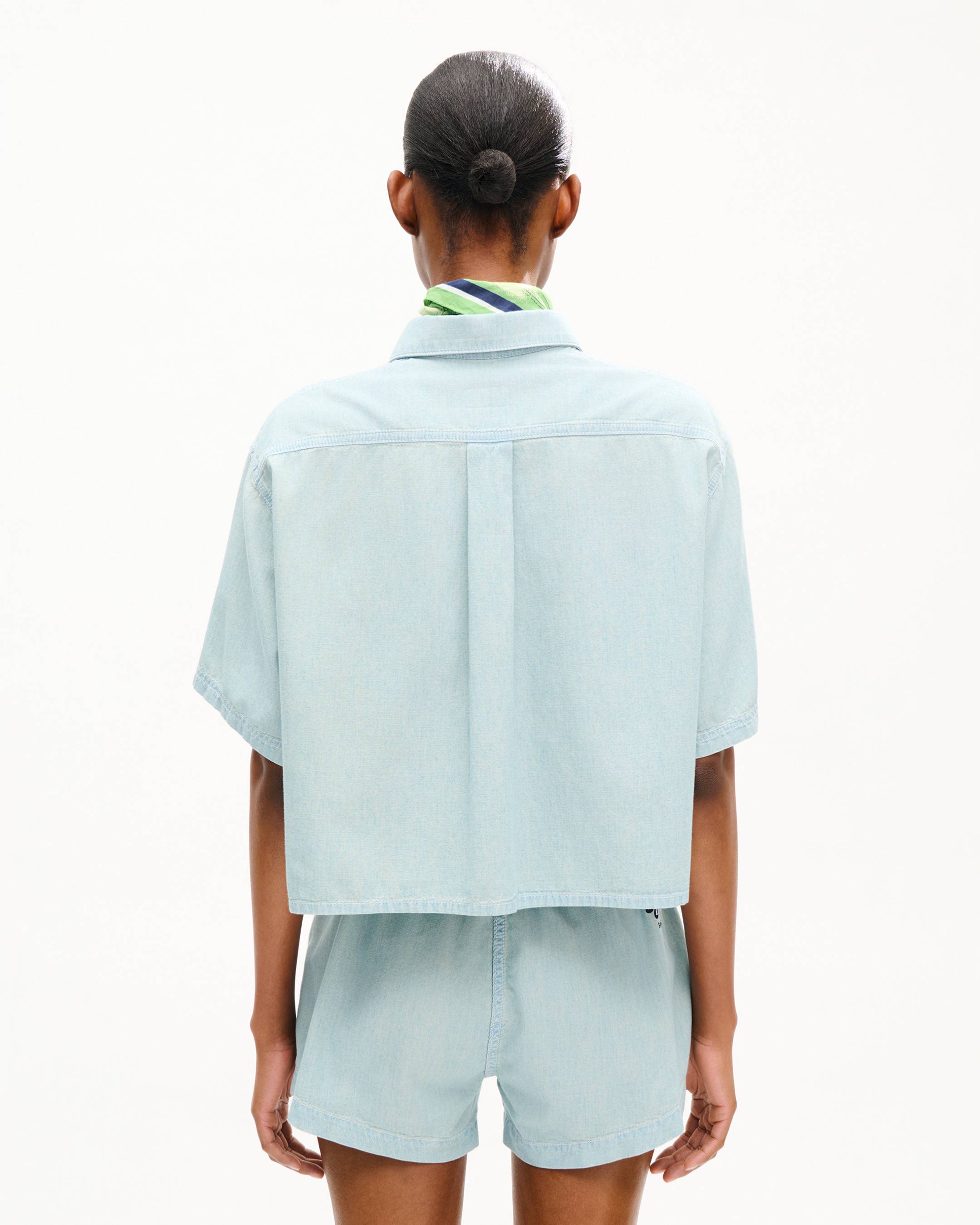'KENZO Sounds' light short sleeve shirt in washed chambray