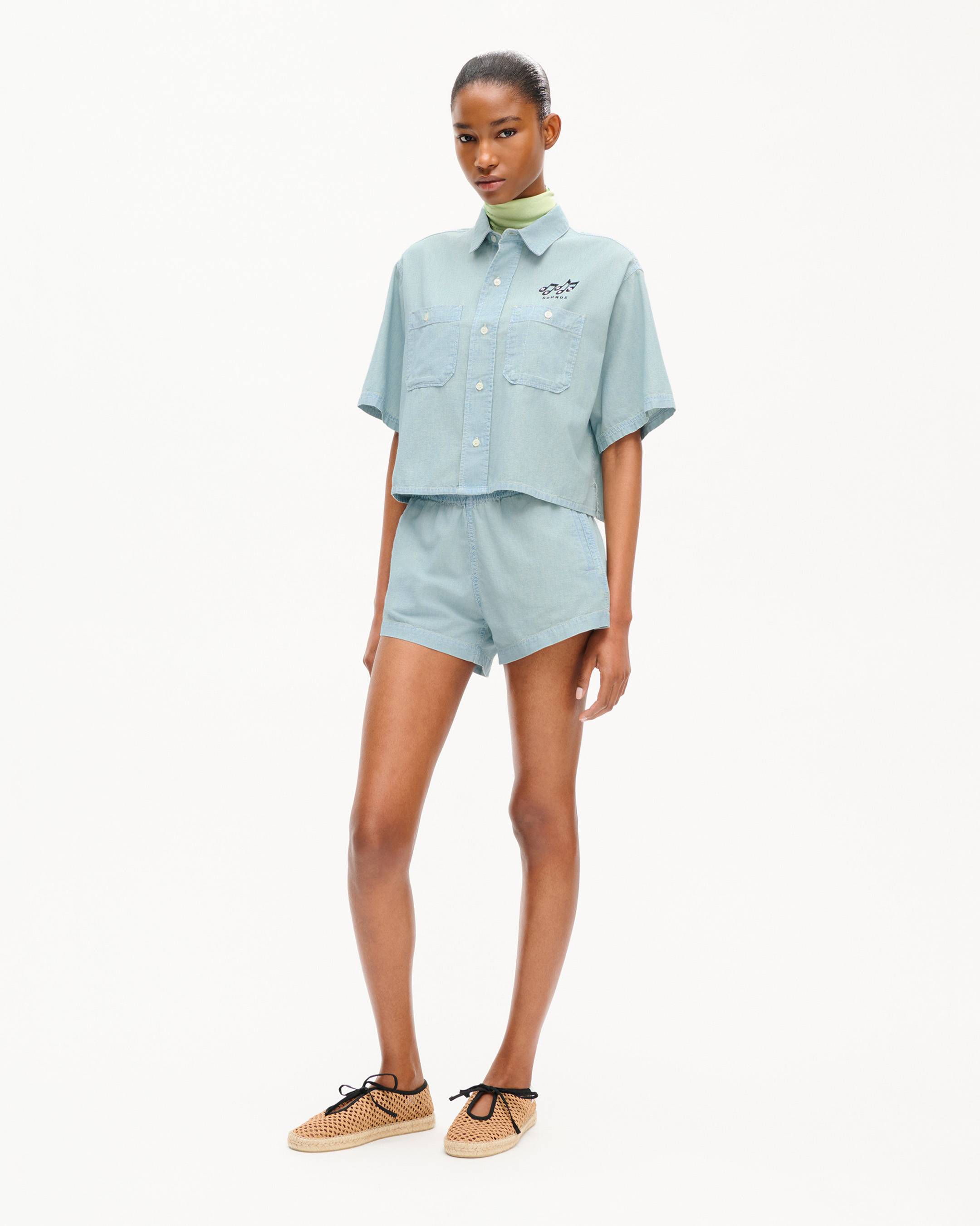 KENZO Sounds' light short sleeve shirt in washed chambray