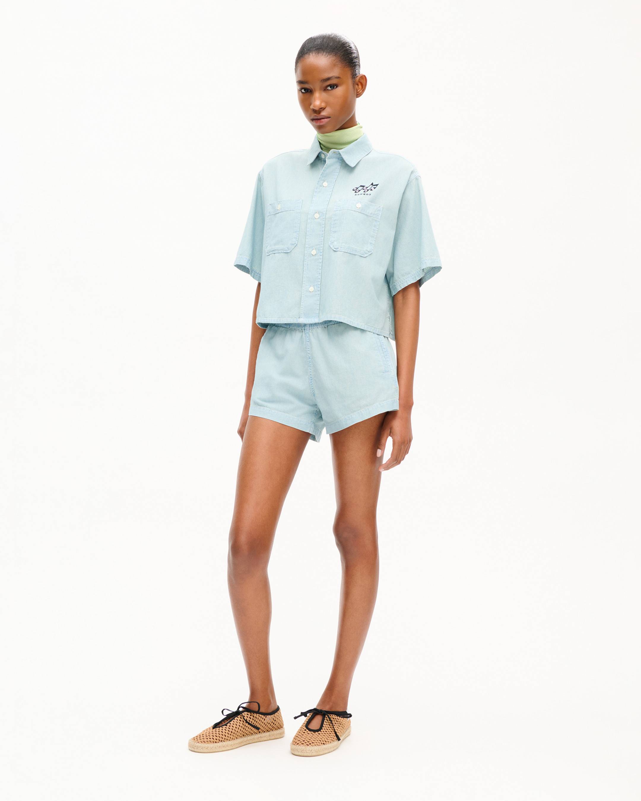 'KENZO Sounds' light short sleeve shirt in washed chambray