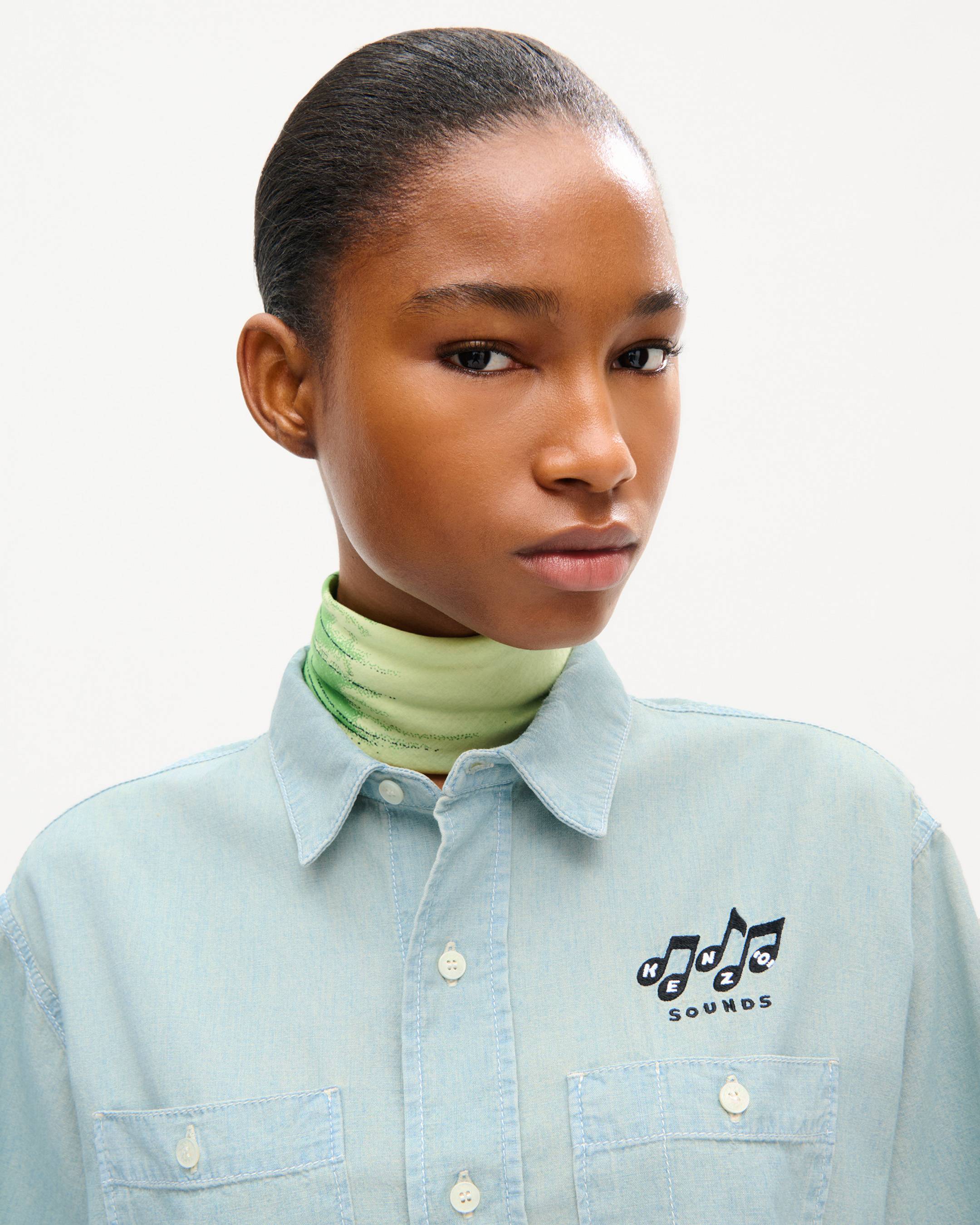KENZO Sounds' light short sleeve shirt in washed chambray
