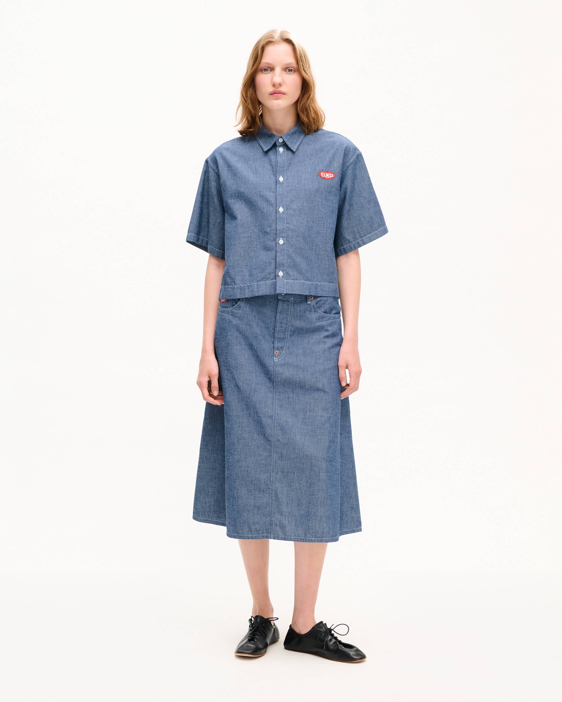 Chemise &agrave; manches courtes 'KENZO Loves' en denim chambray