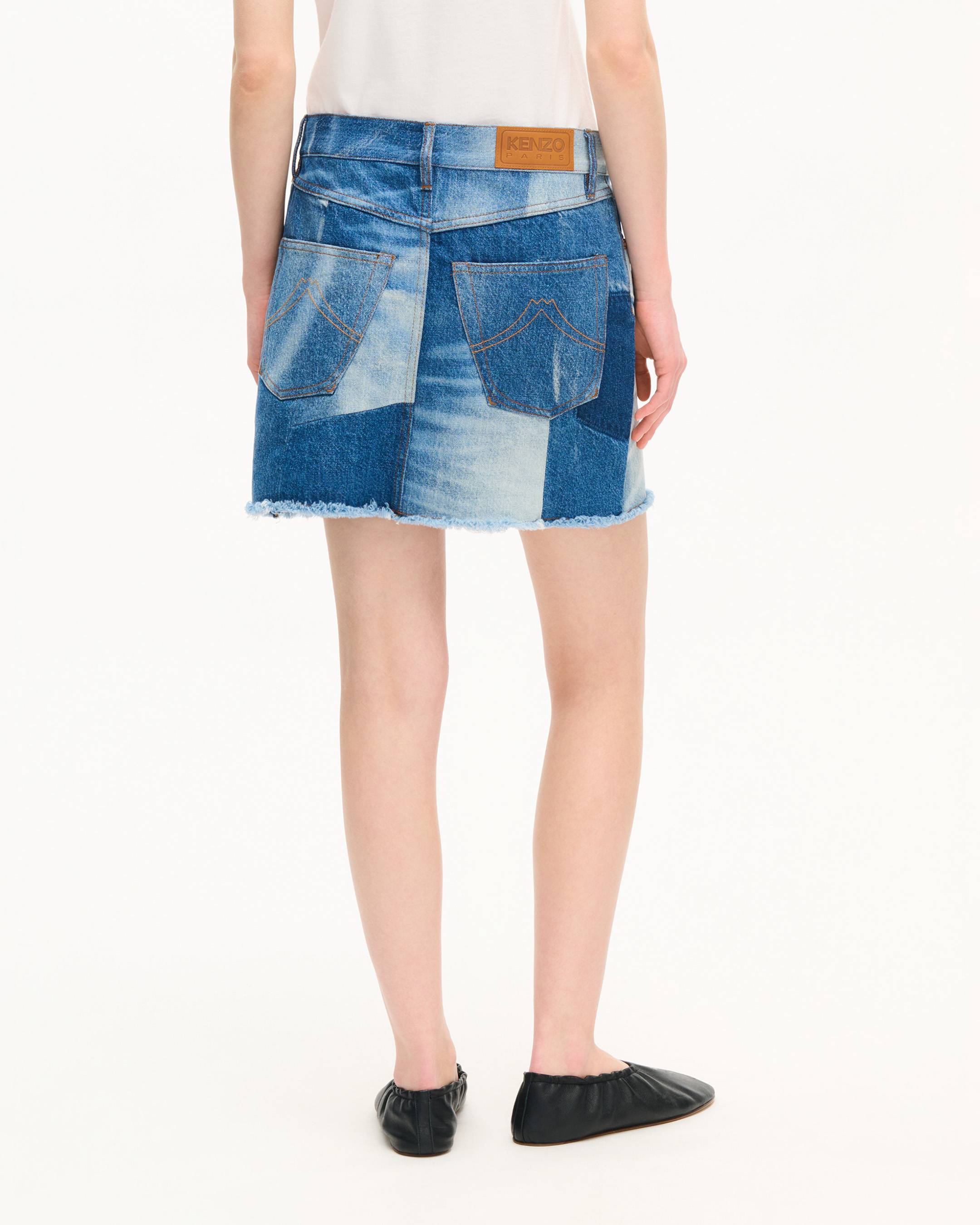 Jupe courte patchwork en denim japonais