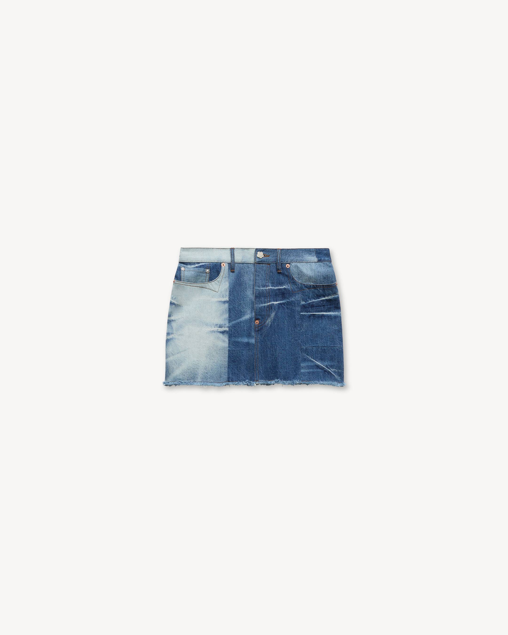 Kurzer Patchwork-Rock aus japanischem Denim