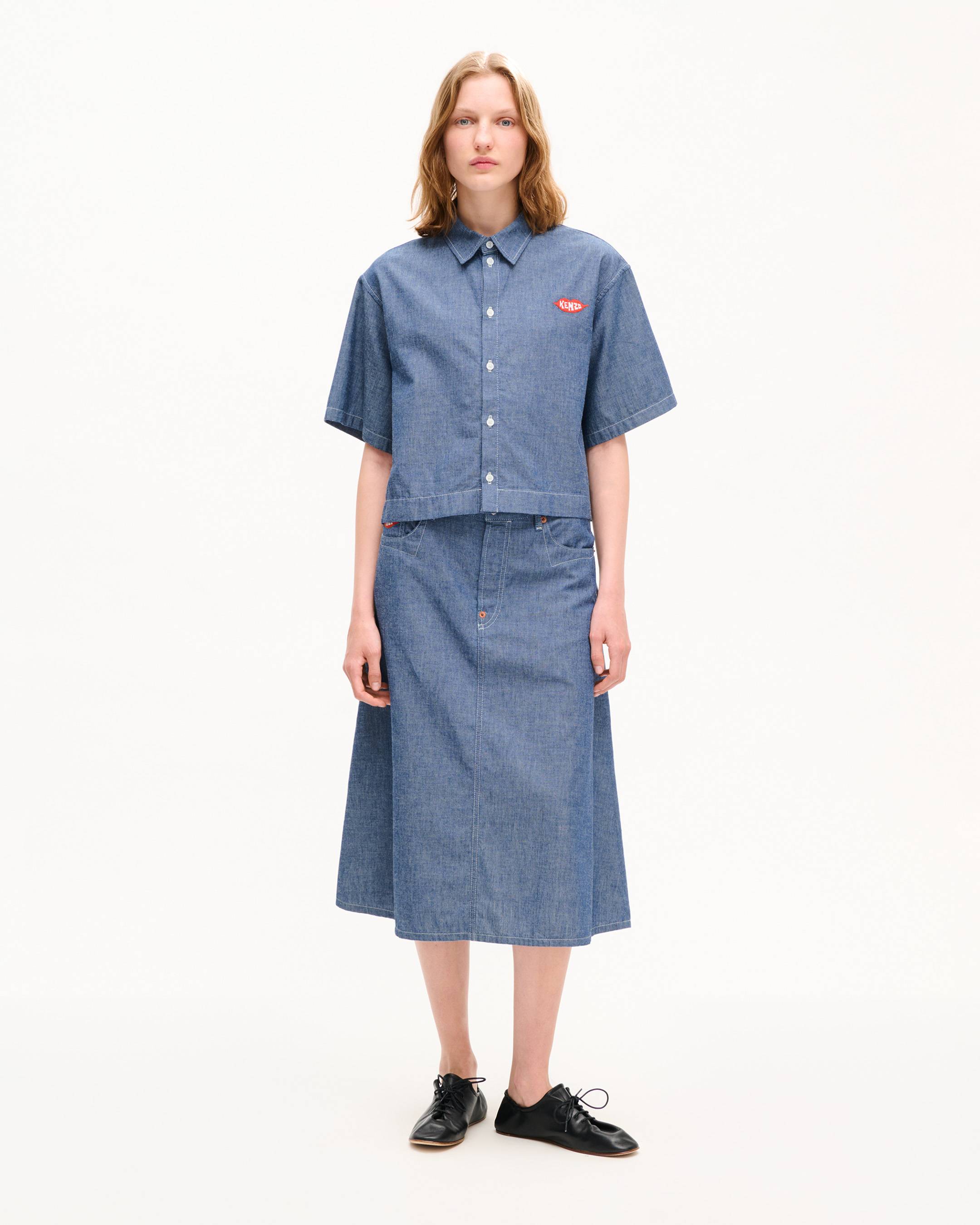 Jupe midi 'KENZO Loves' en denim chambray