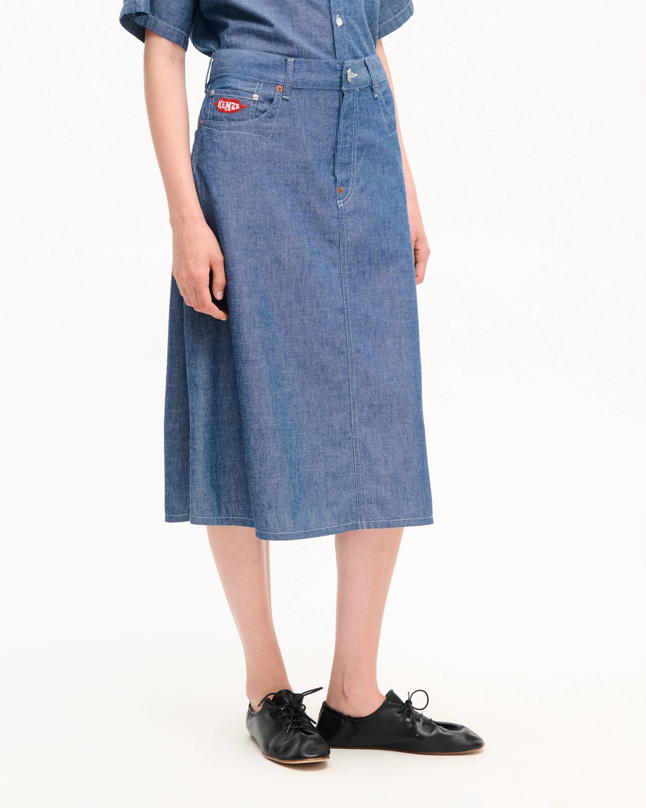 Jupe midi 'KENZO Loves' en denim chambray