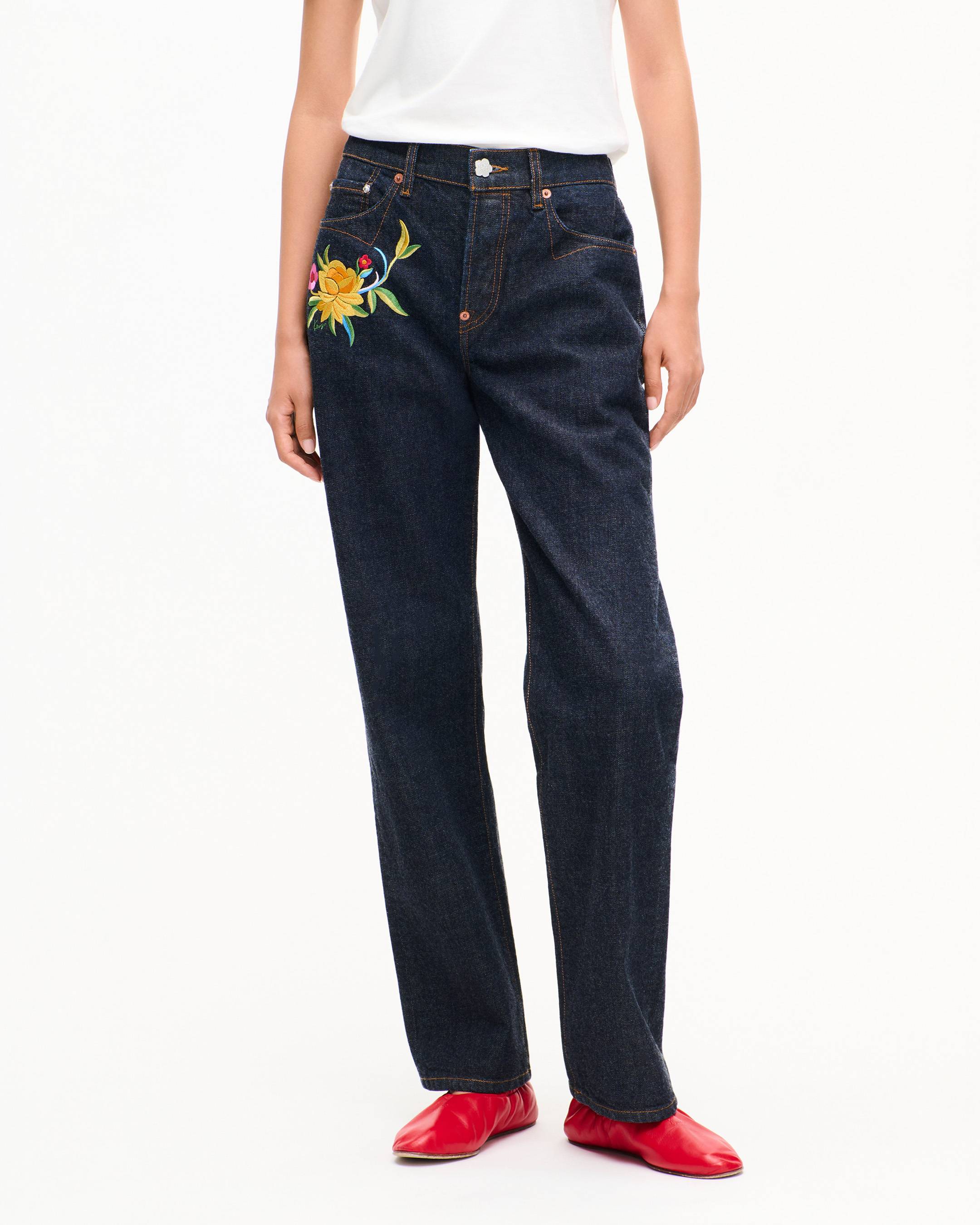 Pantal&oacute;n recto de denim japon&eacute;s 'KENZO Wildflower' 