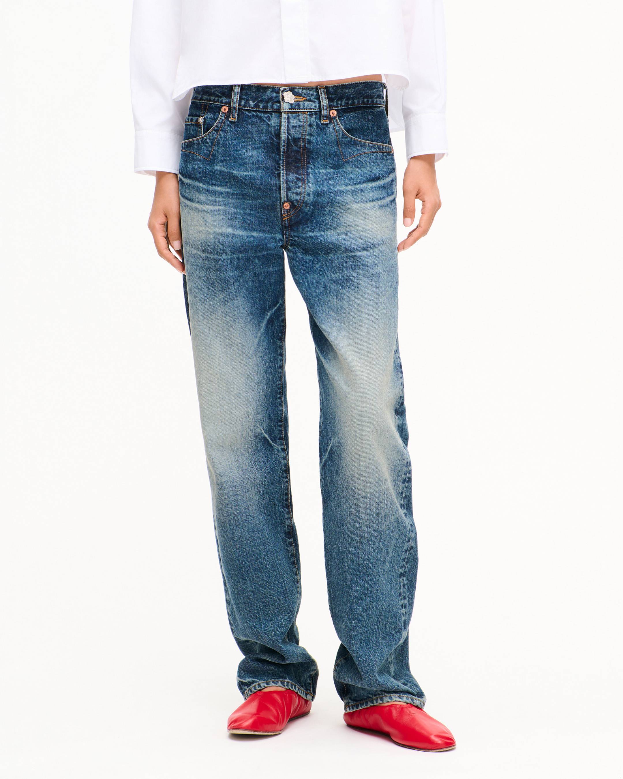 Pantaloni a gamba dritta in denim giapponese