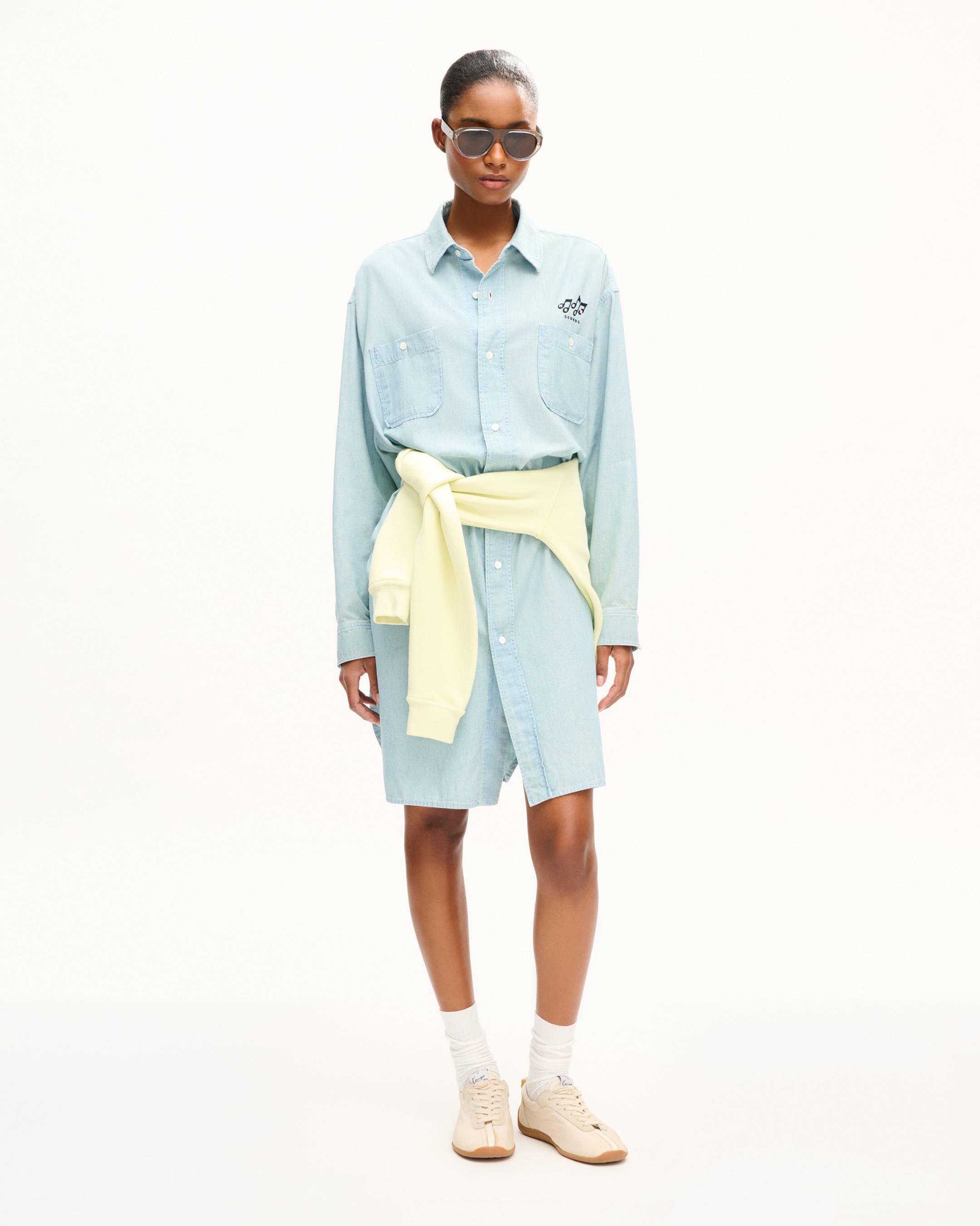 'KENZO Sounds' oversized shirt dress in washed chambray