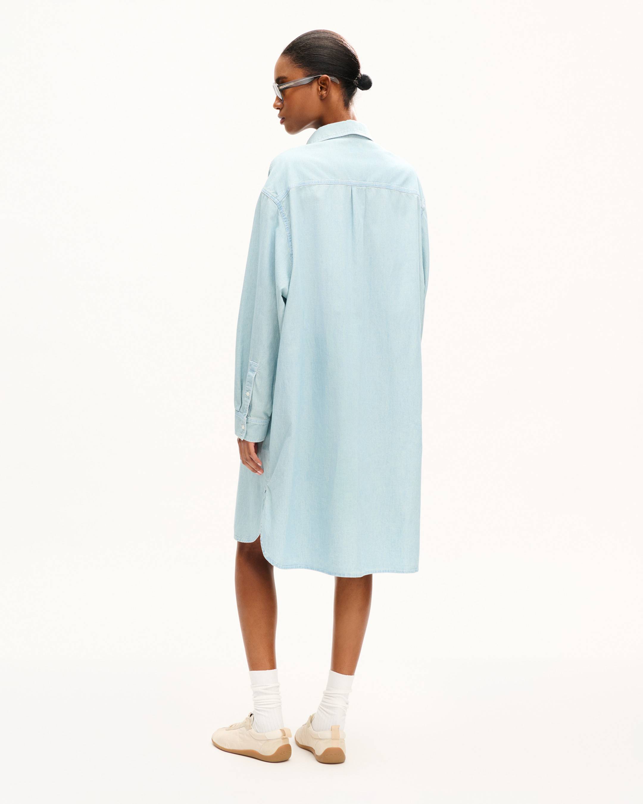 'KENZO Sounds' oversized shirt dress in washed chambray