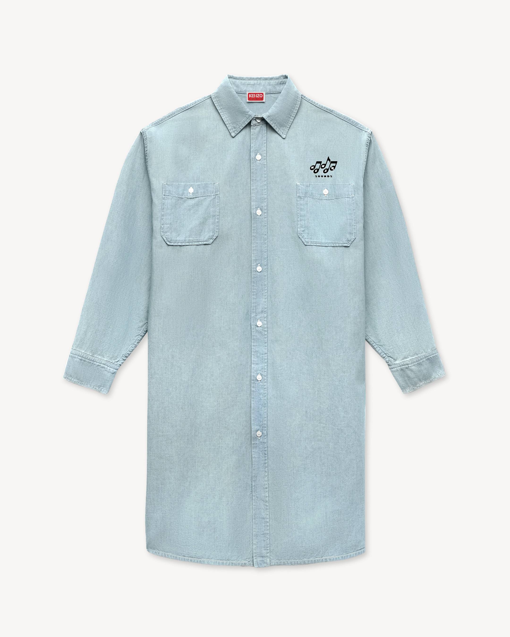 KENZO 'KENZO Sounds' オーバーサイズ シャツ ドレス イン ウォッシュド シャンブレー