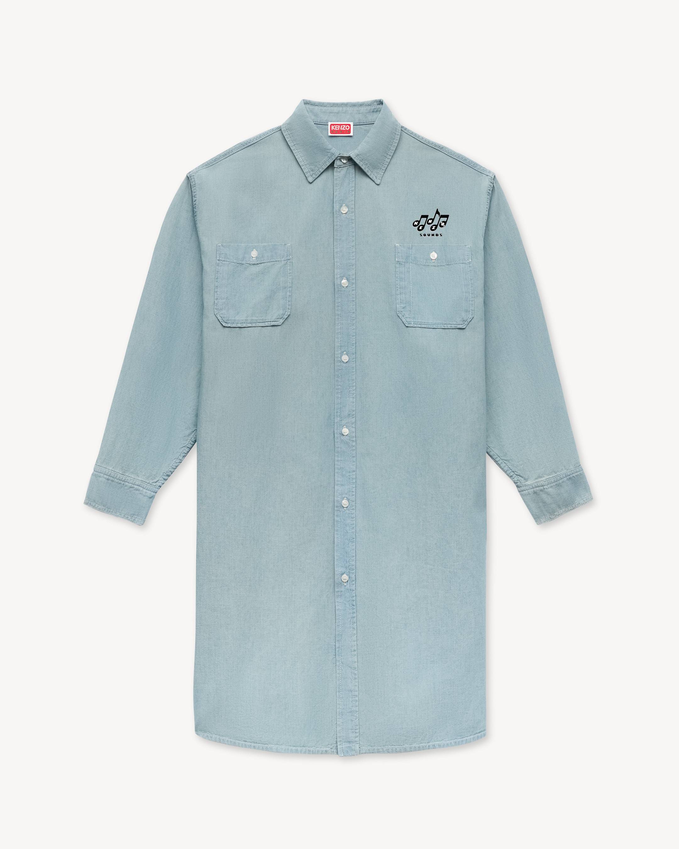 'KENZO Sounds' oversized shirt dress in washed chambray