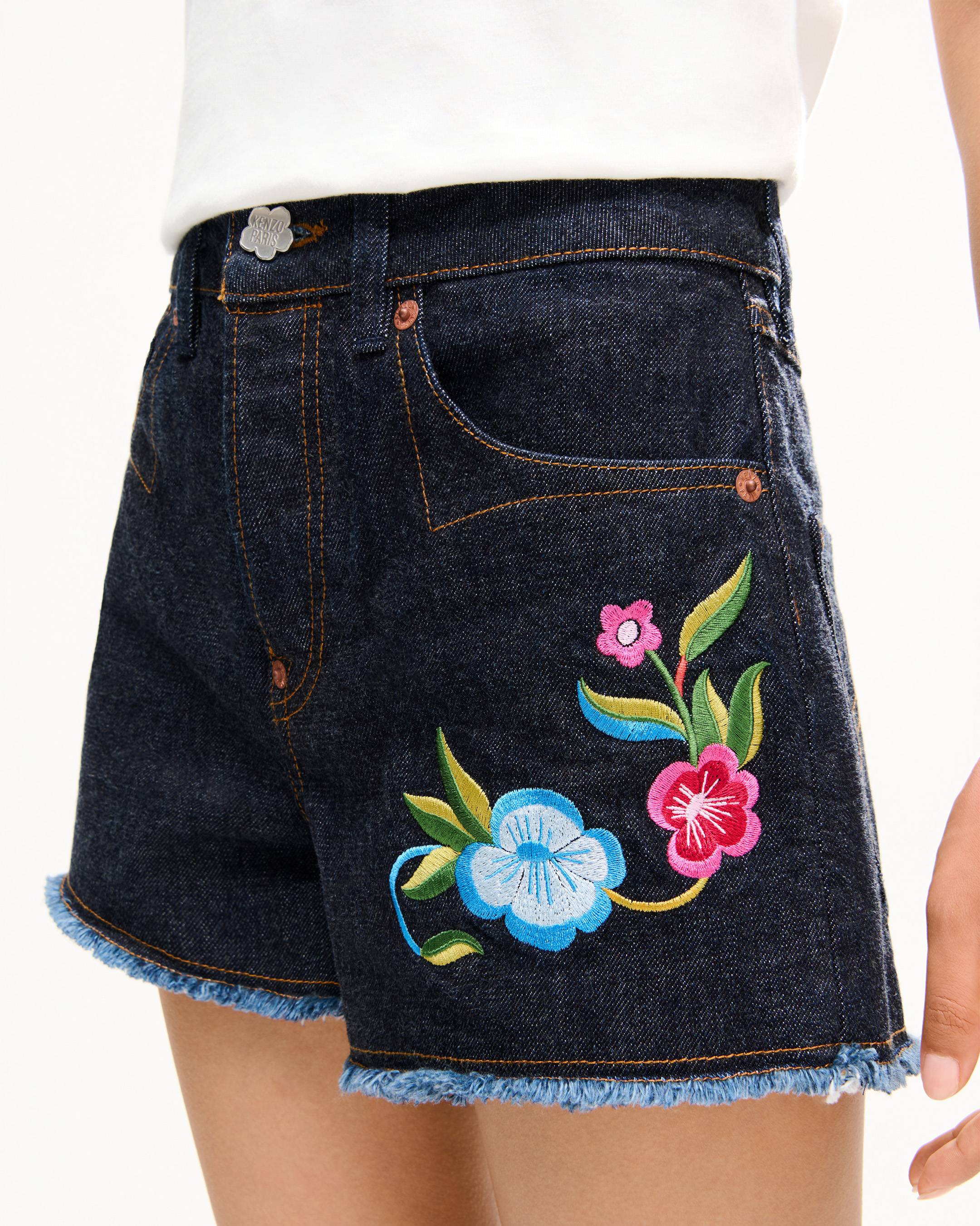 Shorts bordados de denim japon&eacute;s 'KENZO Wildflower'