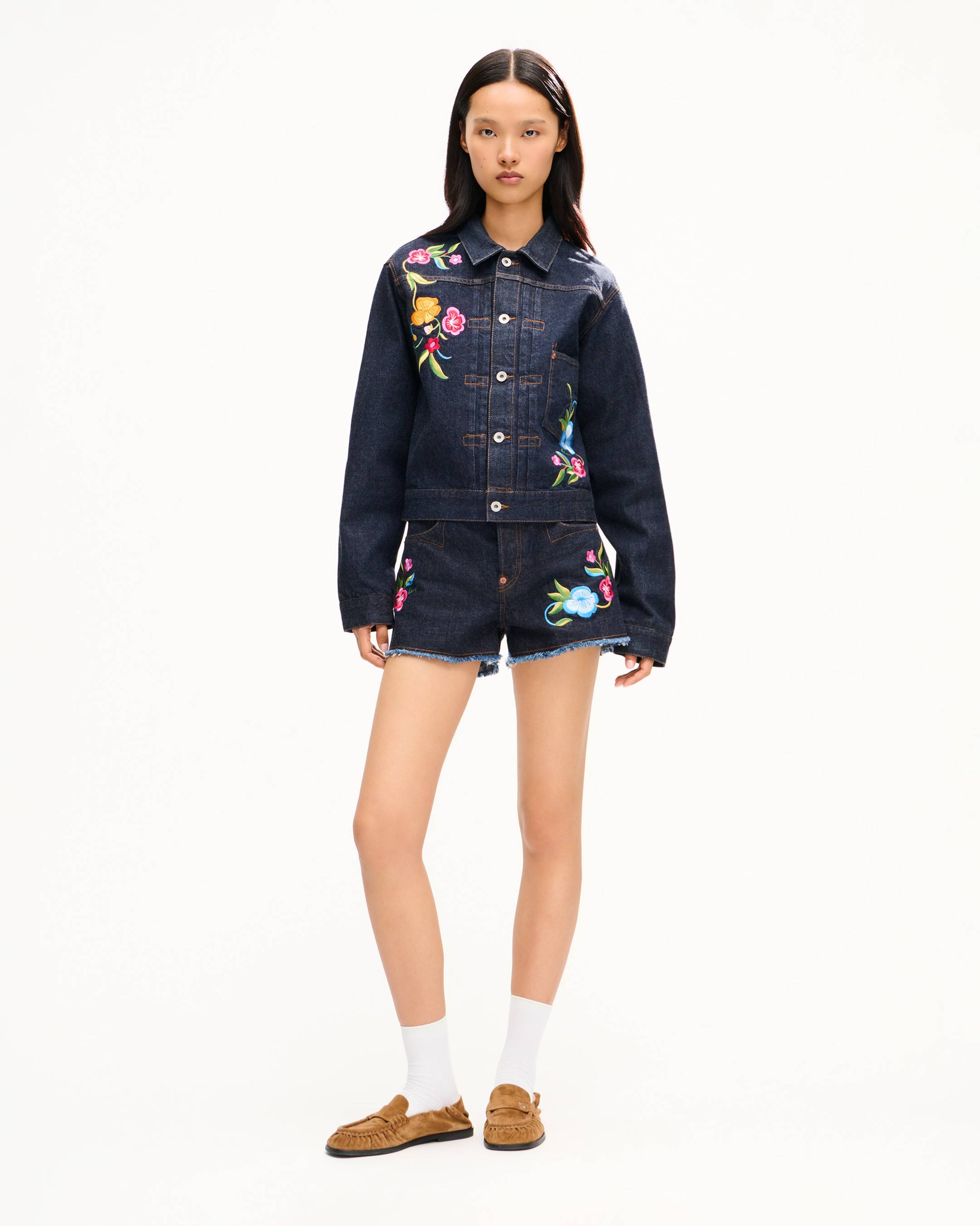 KENZO Wildflower' trucker jacket in japanese denim | Women's | KENZO