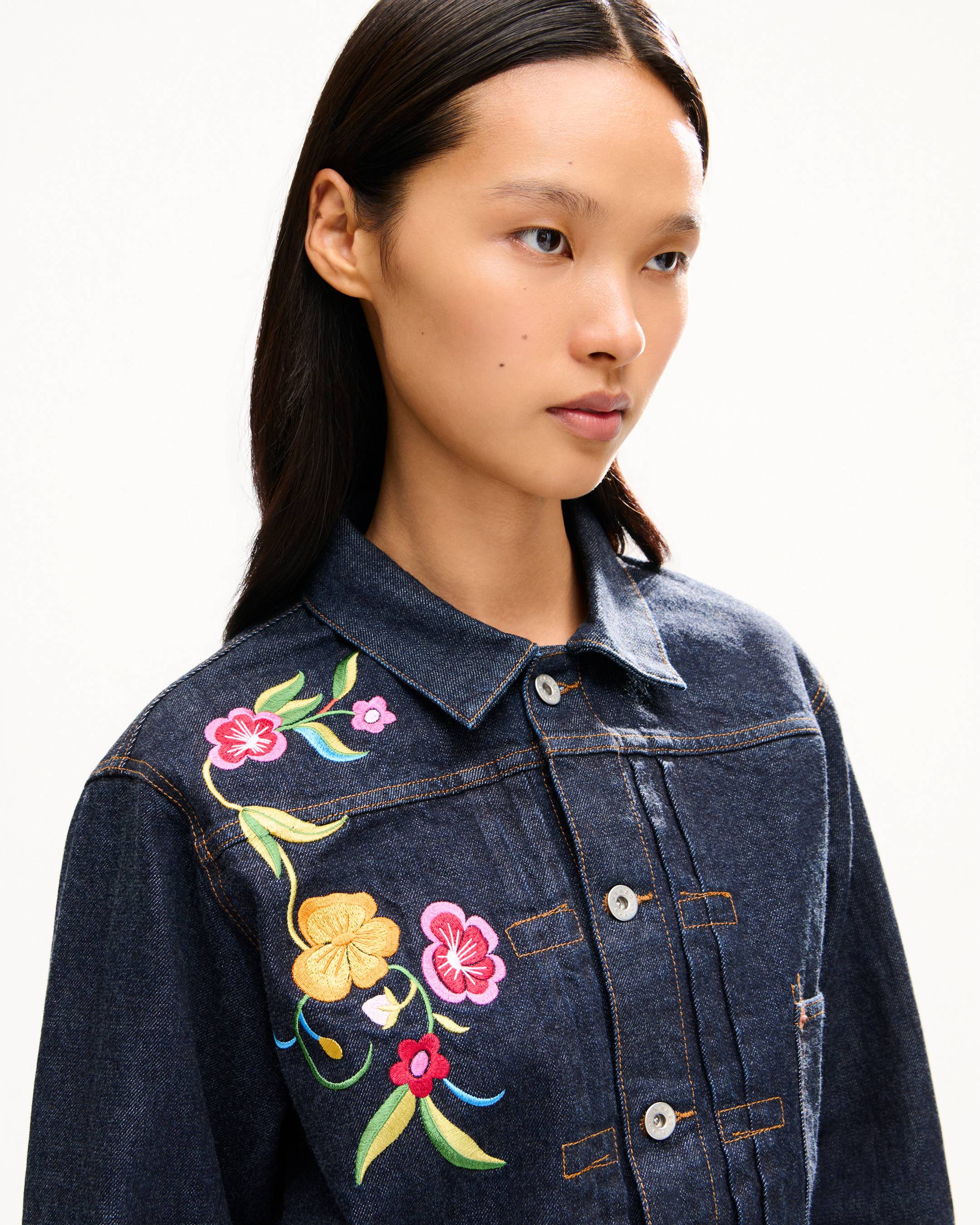 KENZO Wildflower' trucker jacket in japanese denim | Women's | KENZO