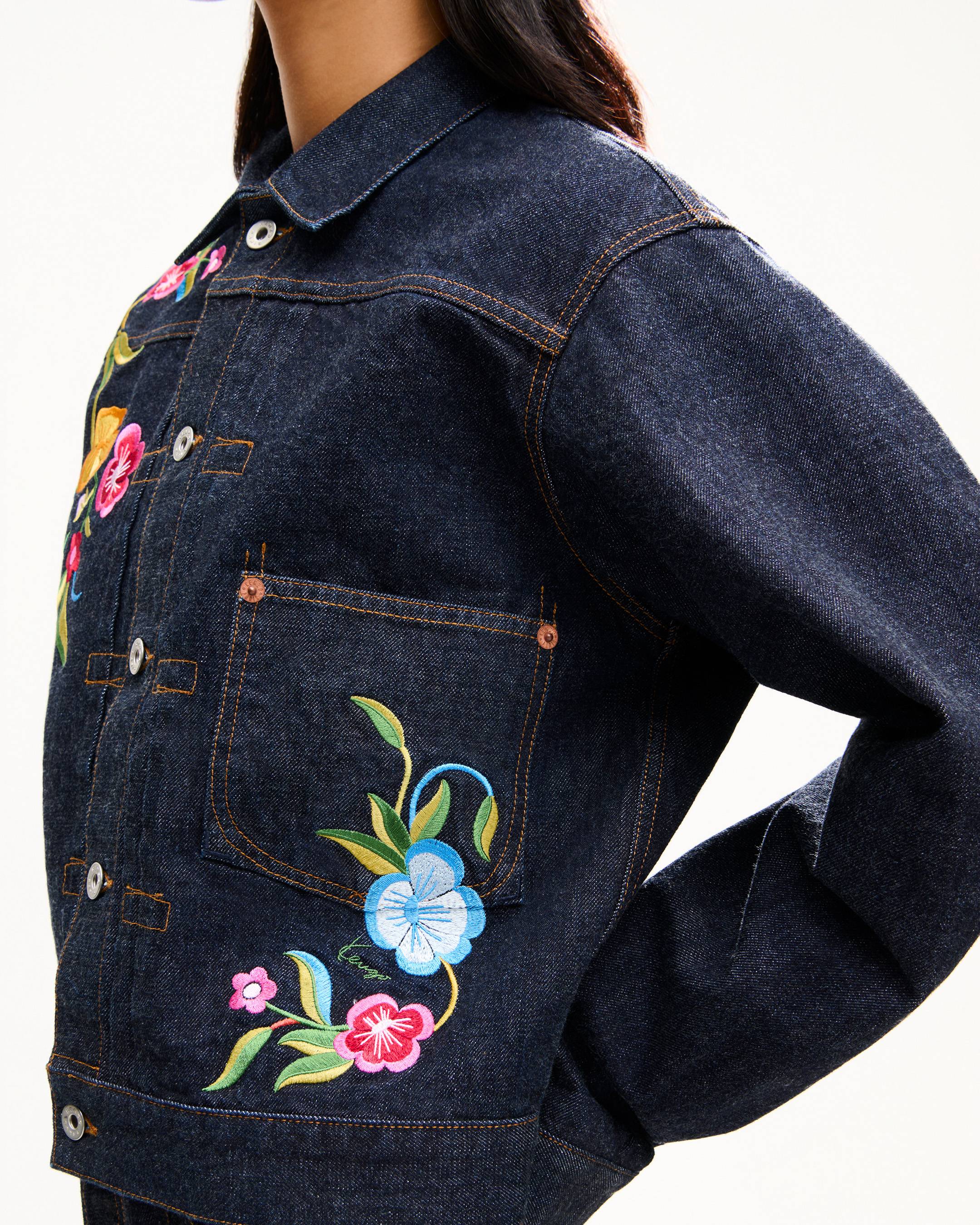 KENZO Wildflower' trucker jacket in japanese denim | Women's | KENZO