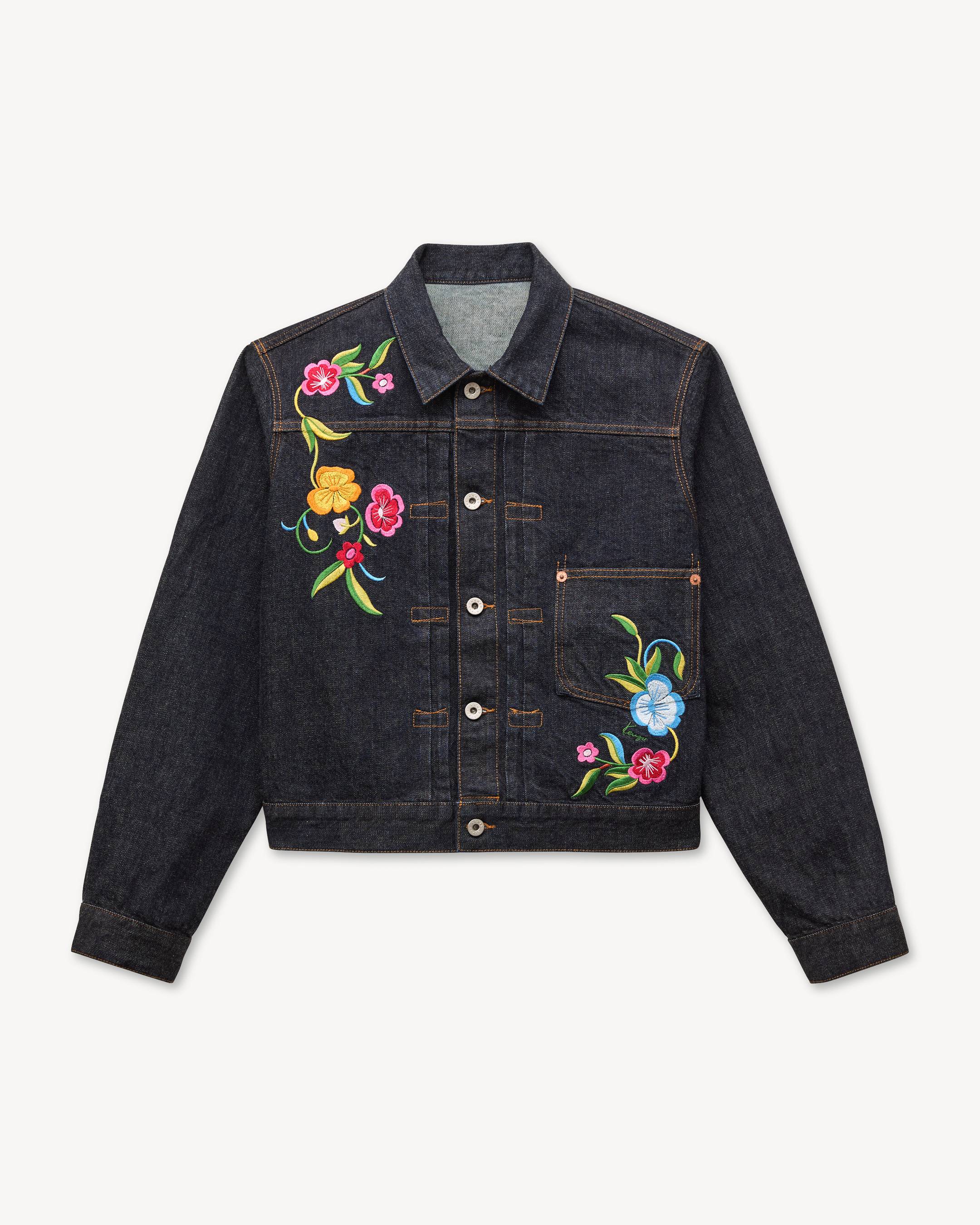 'KENZO Wildflower' trucker jacket in japanese denim