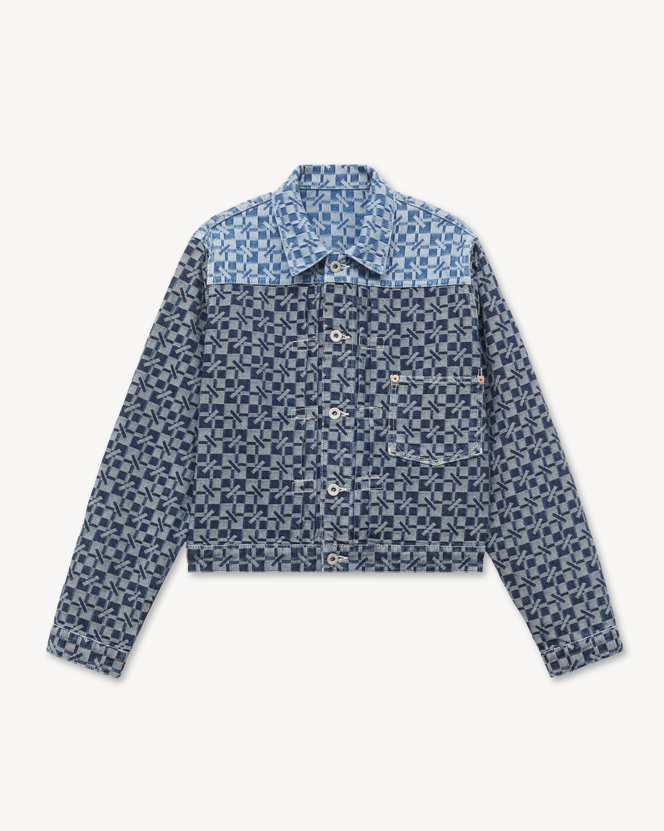 Giacca trucker cropped in denim giapponese 'Kenzogram'