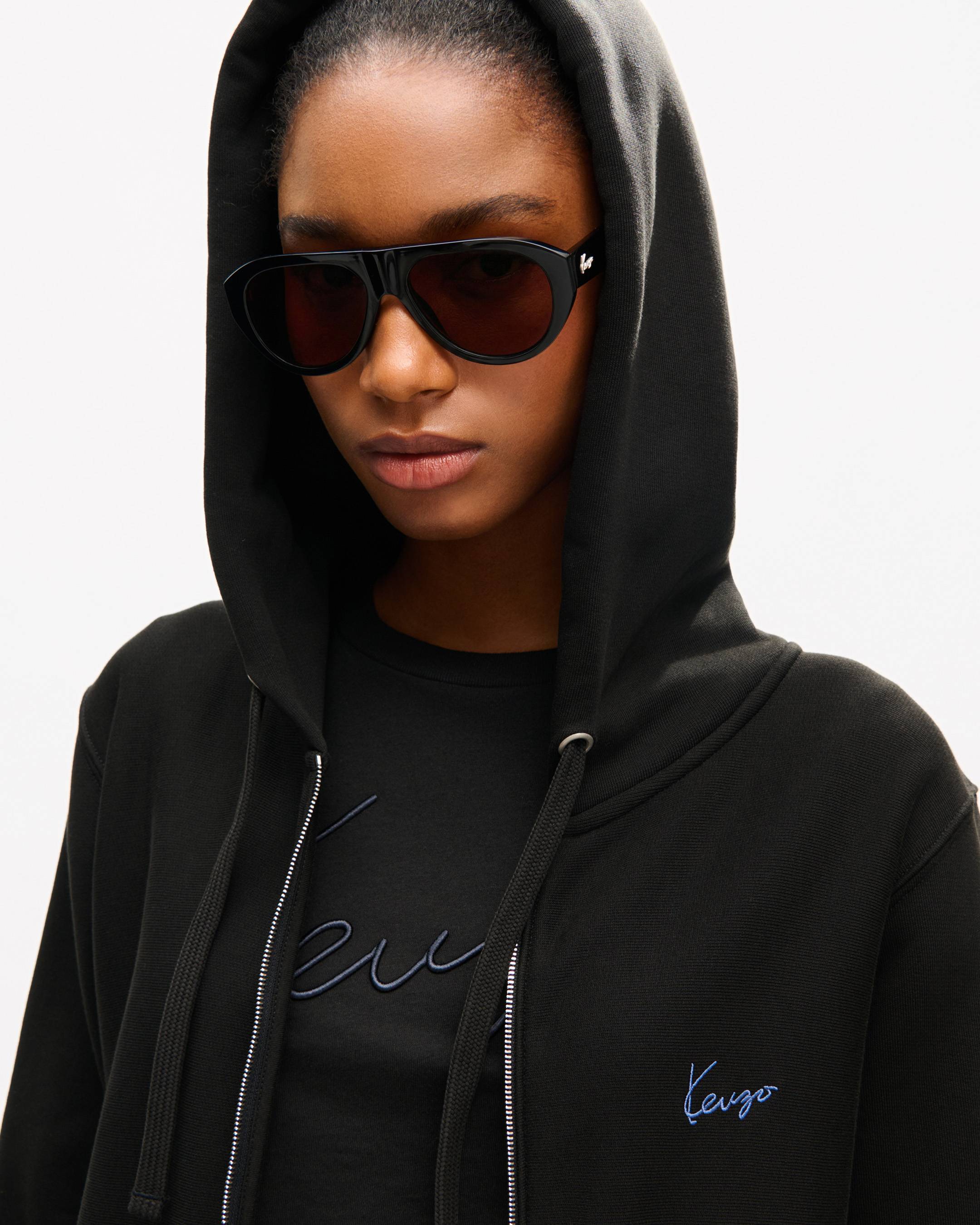 Sudadera con capucha y cremallera de algod&oacute;n bordada 'KENZO Signature'