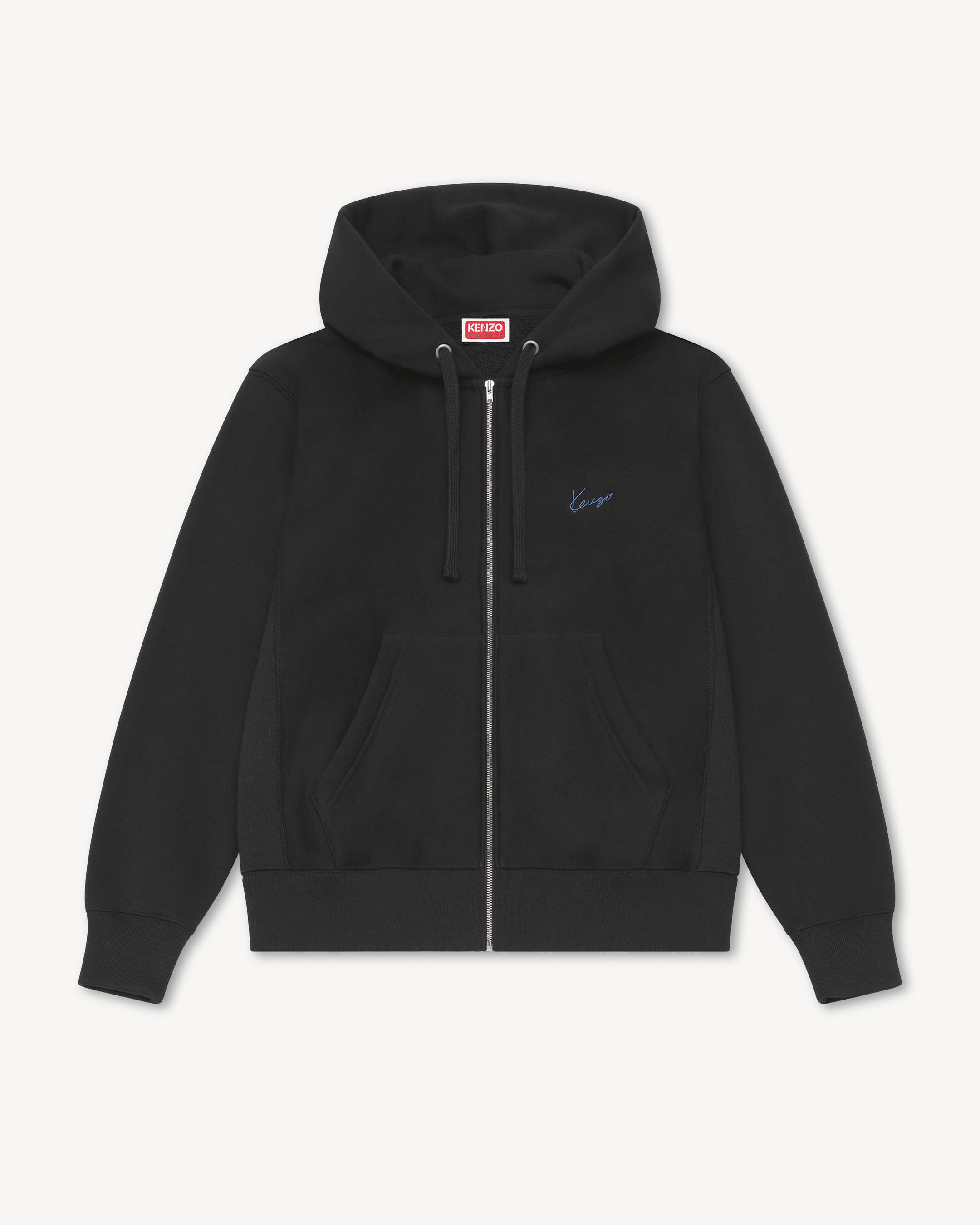 'KENZO Signature' embroidered zip-up hoodie in cotton