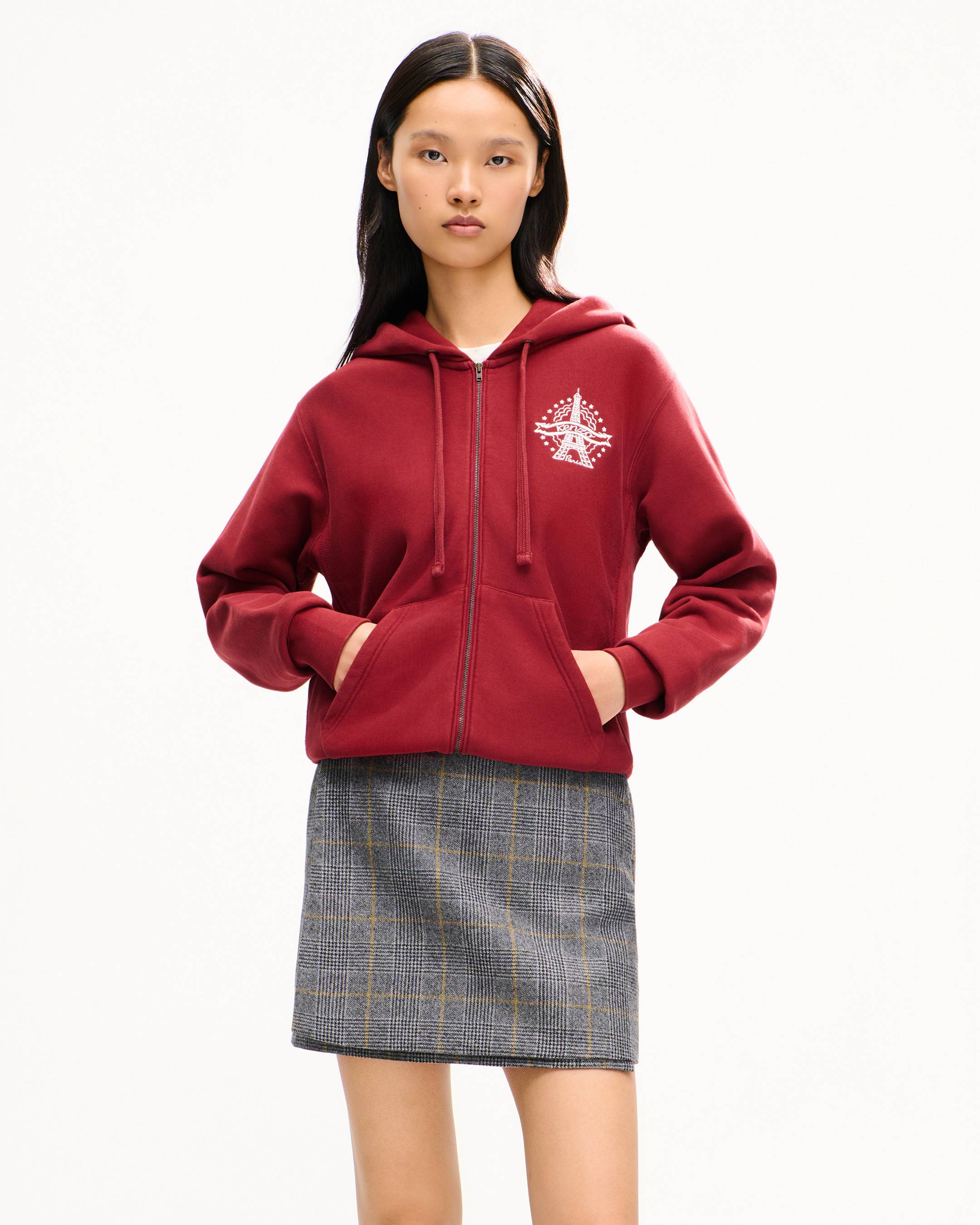 Felpa con cappuccio e cerniera in cotone 'KENZO Eiffel Tower Design'