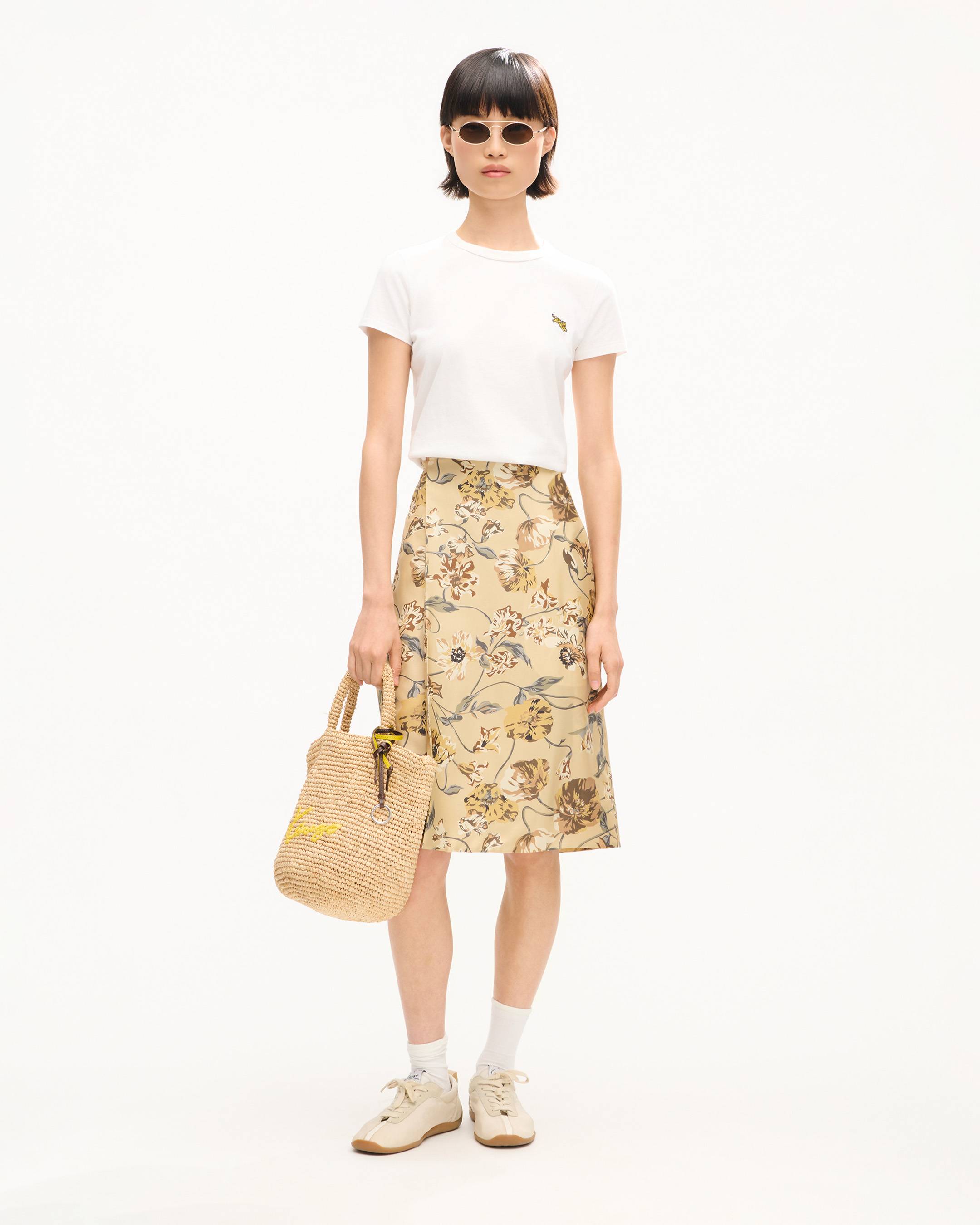 'KENZO Wildflower' ストール ミディスカート イン シルク