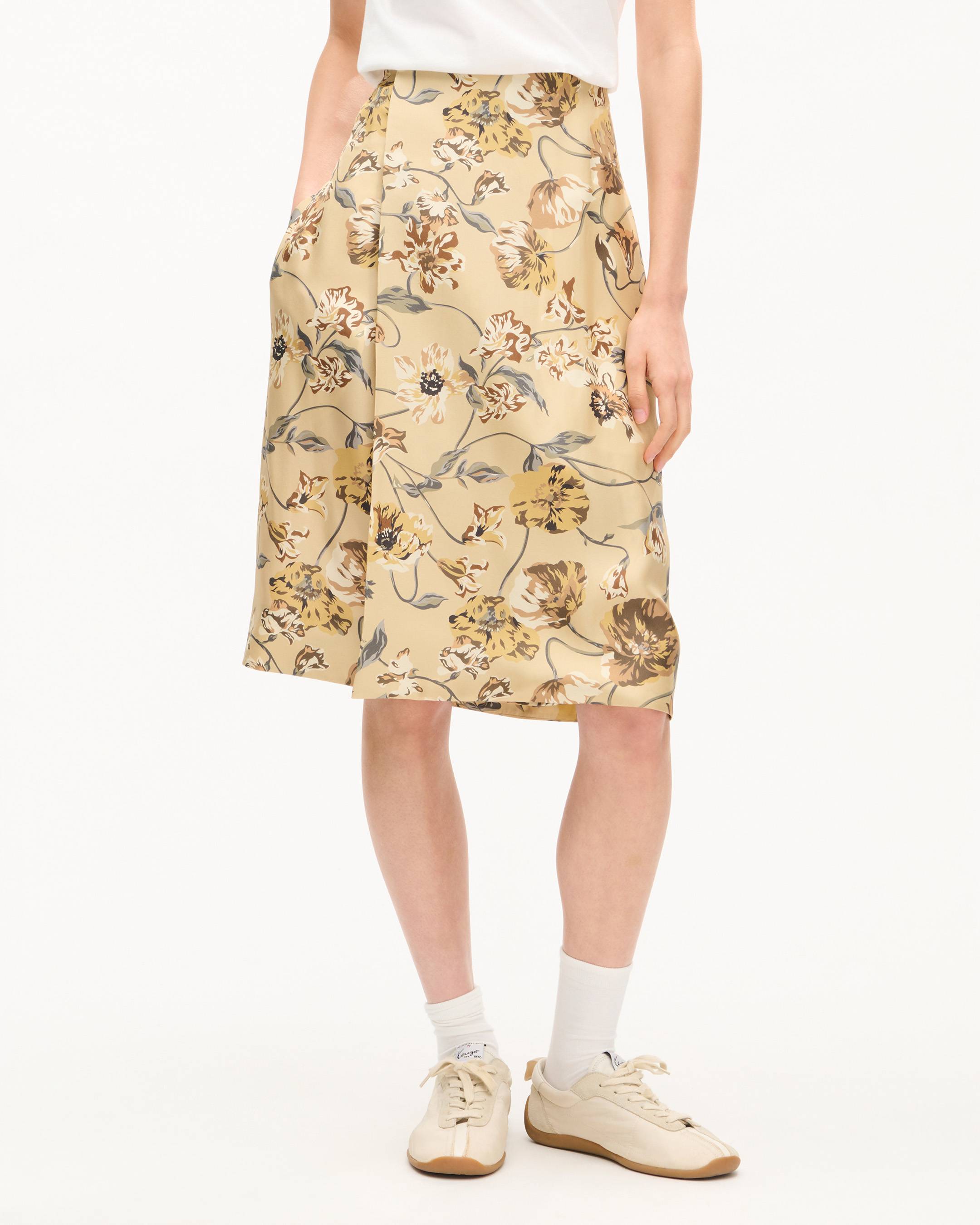'KENZO Wildflower' ストール ミディスカート イン シルク