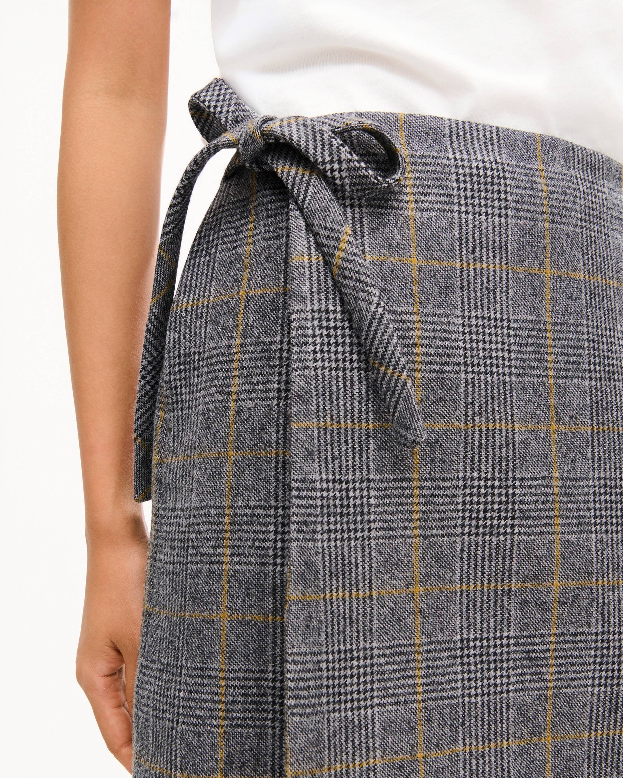 Jupe portefeuille courte 'KENZO Checks' en tweed de laine