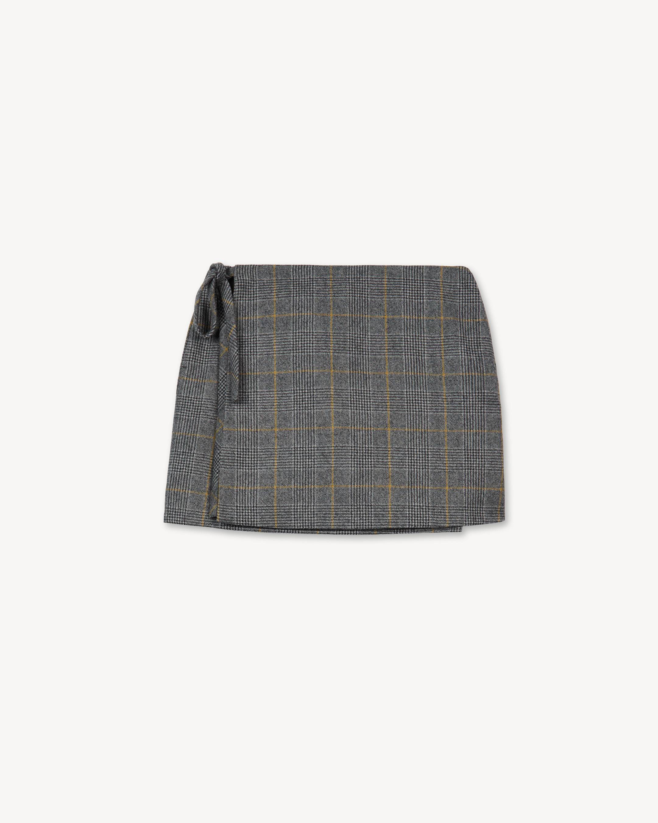 Jupe portefeuille courte 'KENZO Checks' en tweed de laine