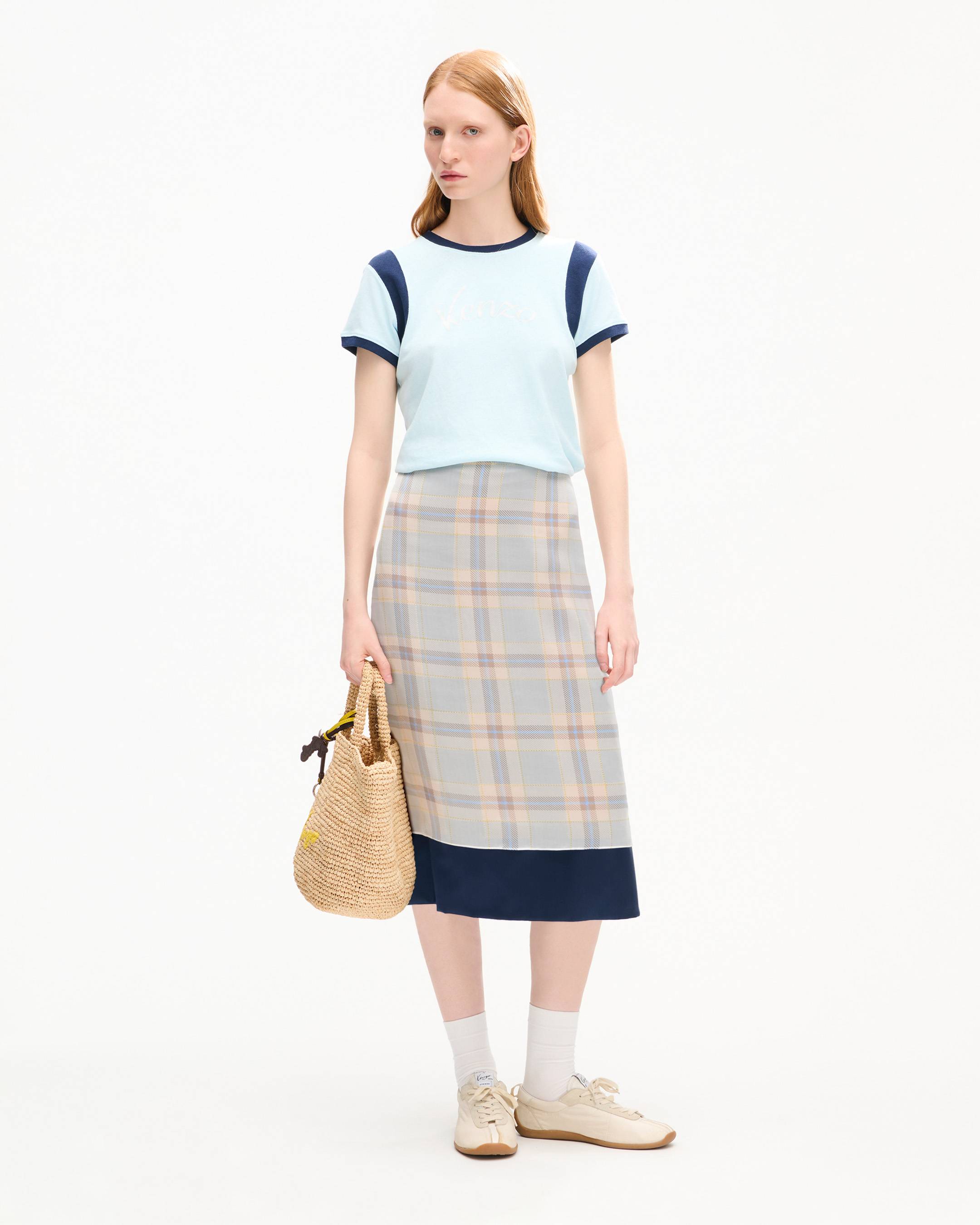 Jupe droite 'KENZO Checks' en soie