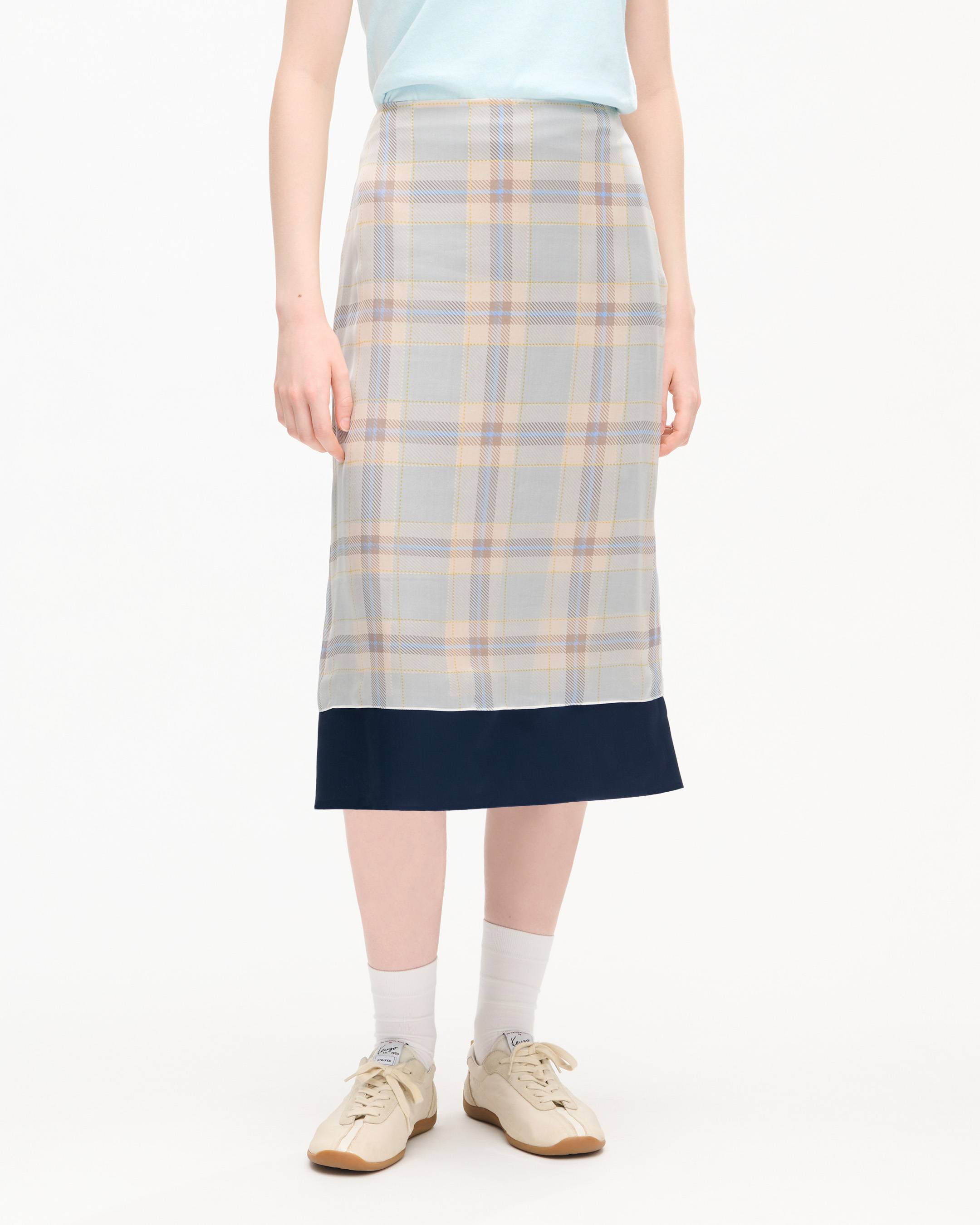 Jupe droite 'KENZO Checks' en soie