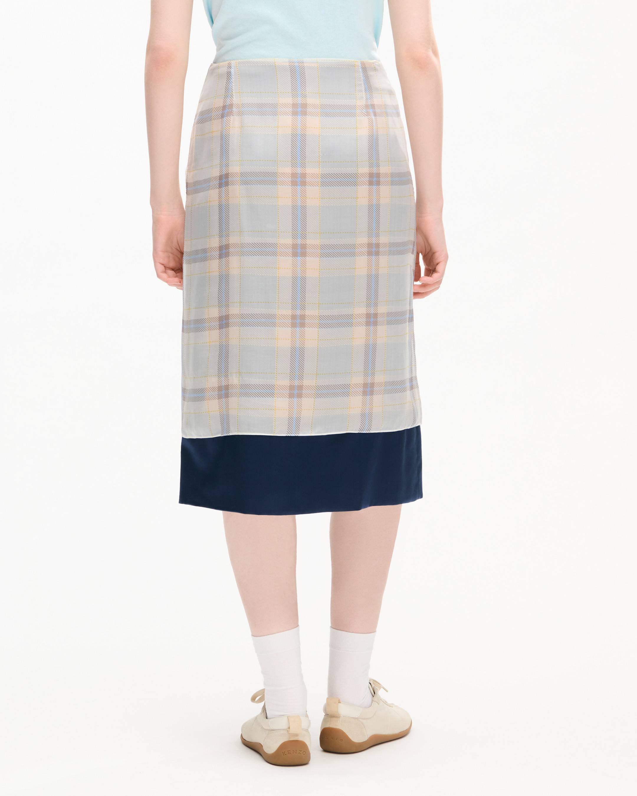 Jupe droite 'KENZO Checks' en soie