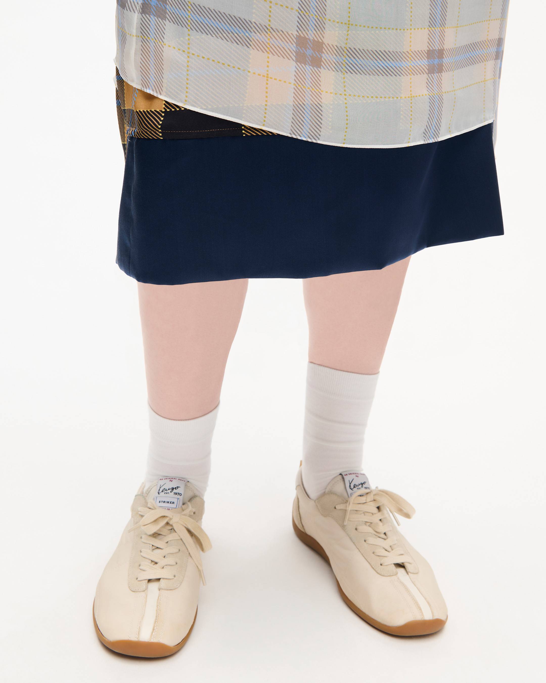 Jupe droite 'KENZO Checks' en soie