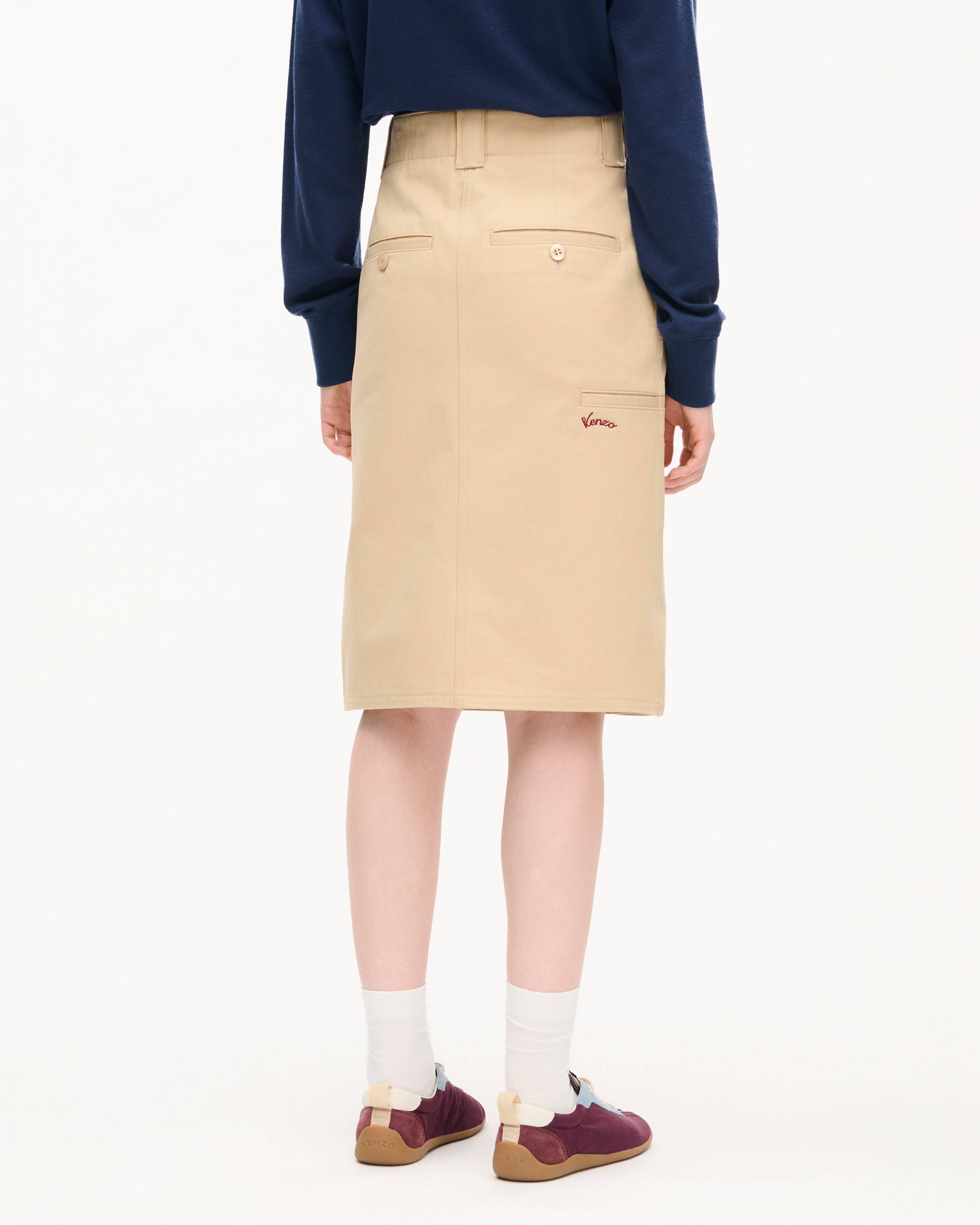 Workwear knee skirt in cotton twill