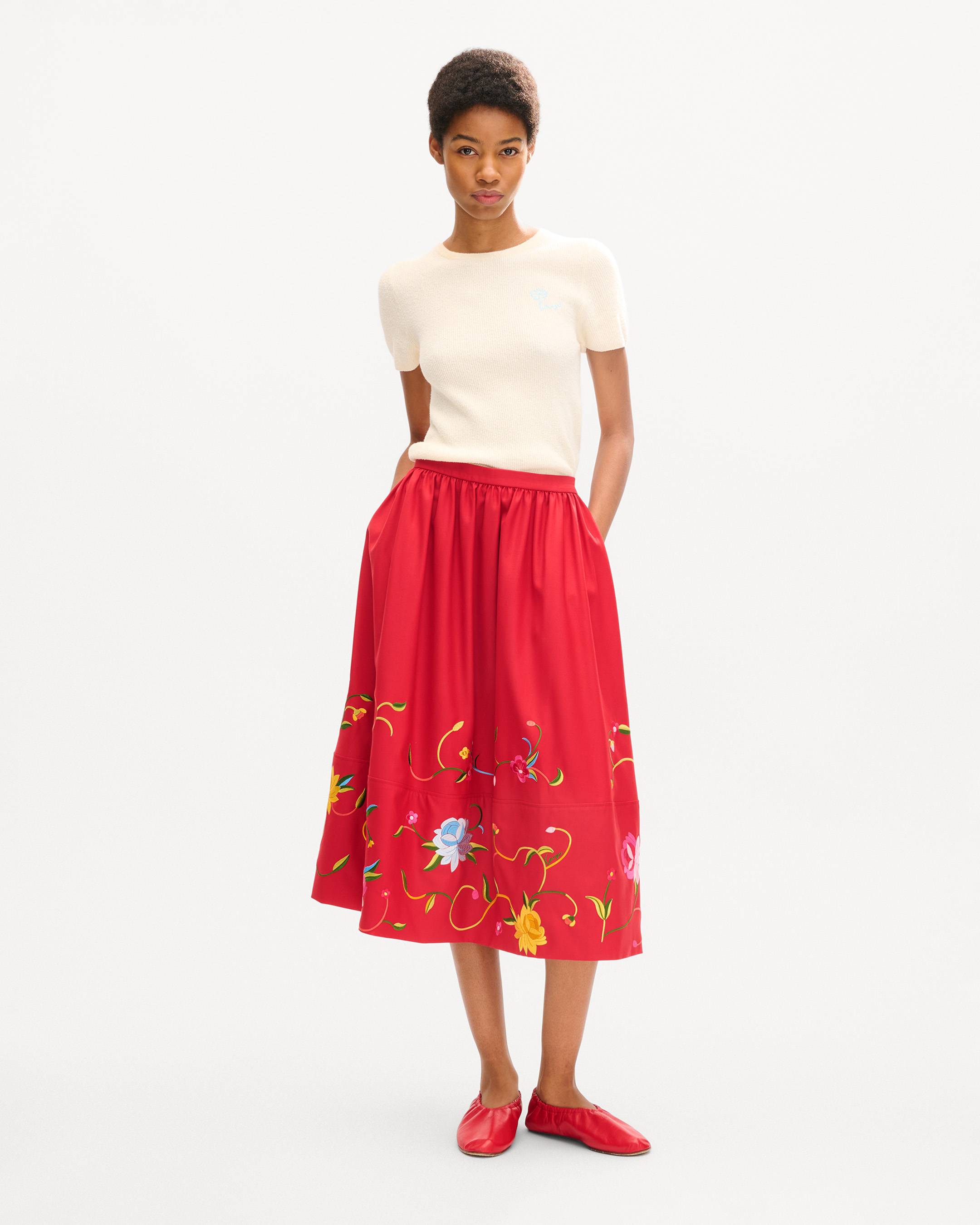 'KENZO Wildflower' midi skirt in virgin wool