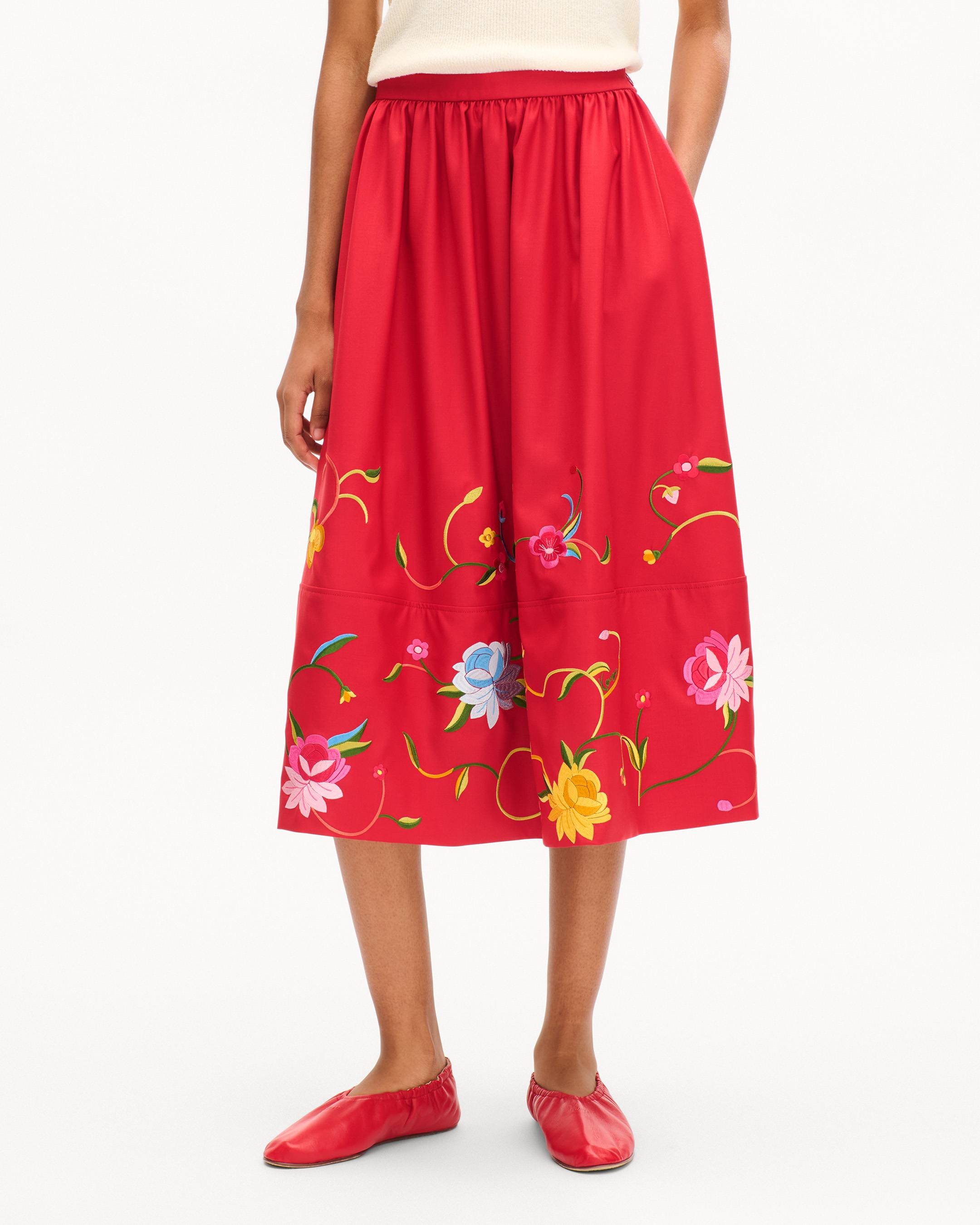 'KENZO Wildflower' midi skirt in virgin wool
