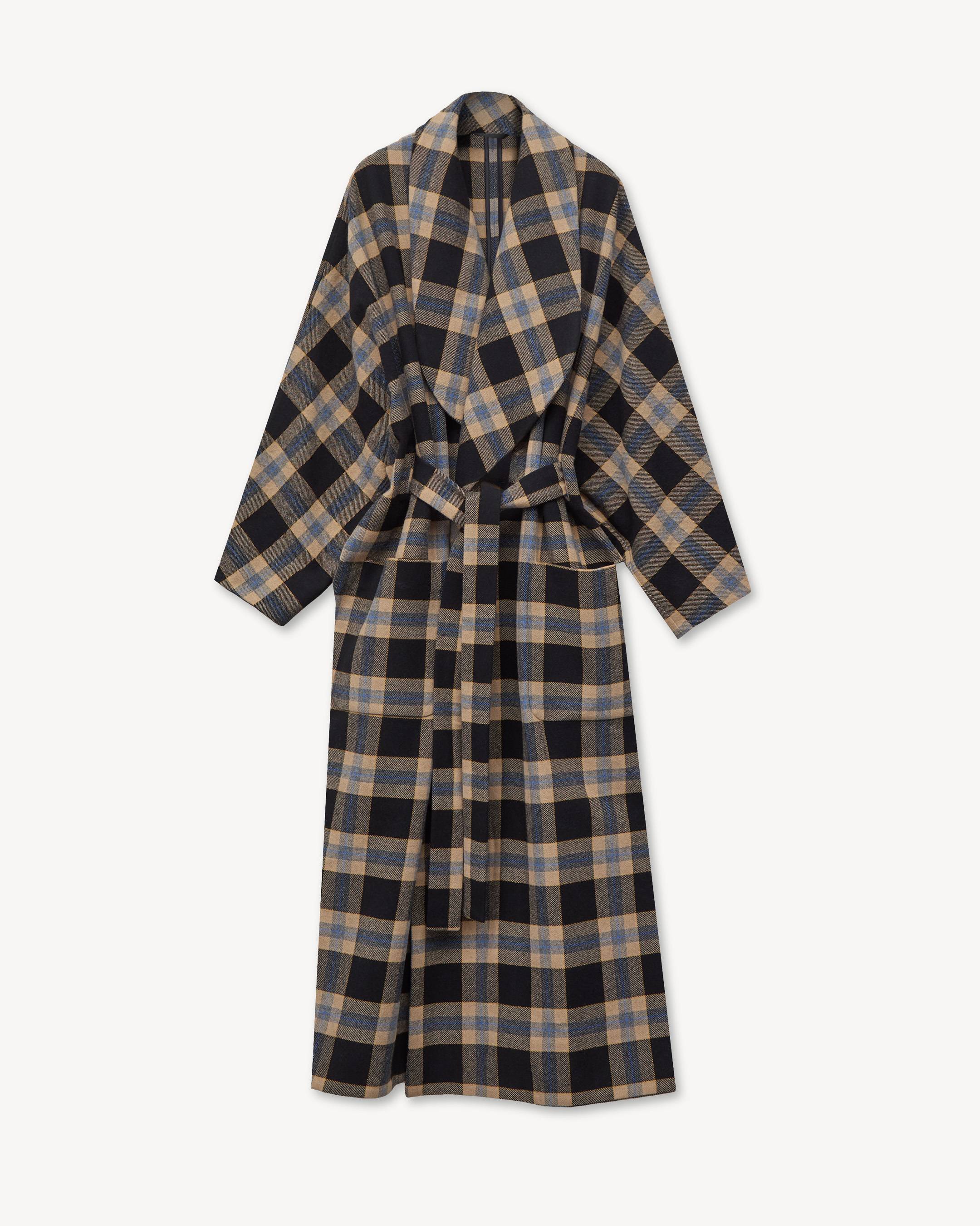 Abrigo unisex oversize con cuello chal de mezcla de lana 'KENZO Checks'