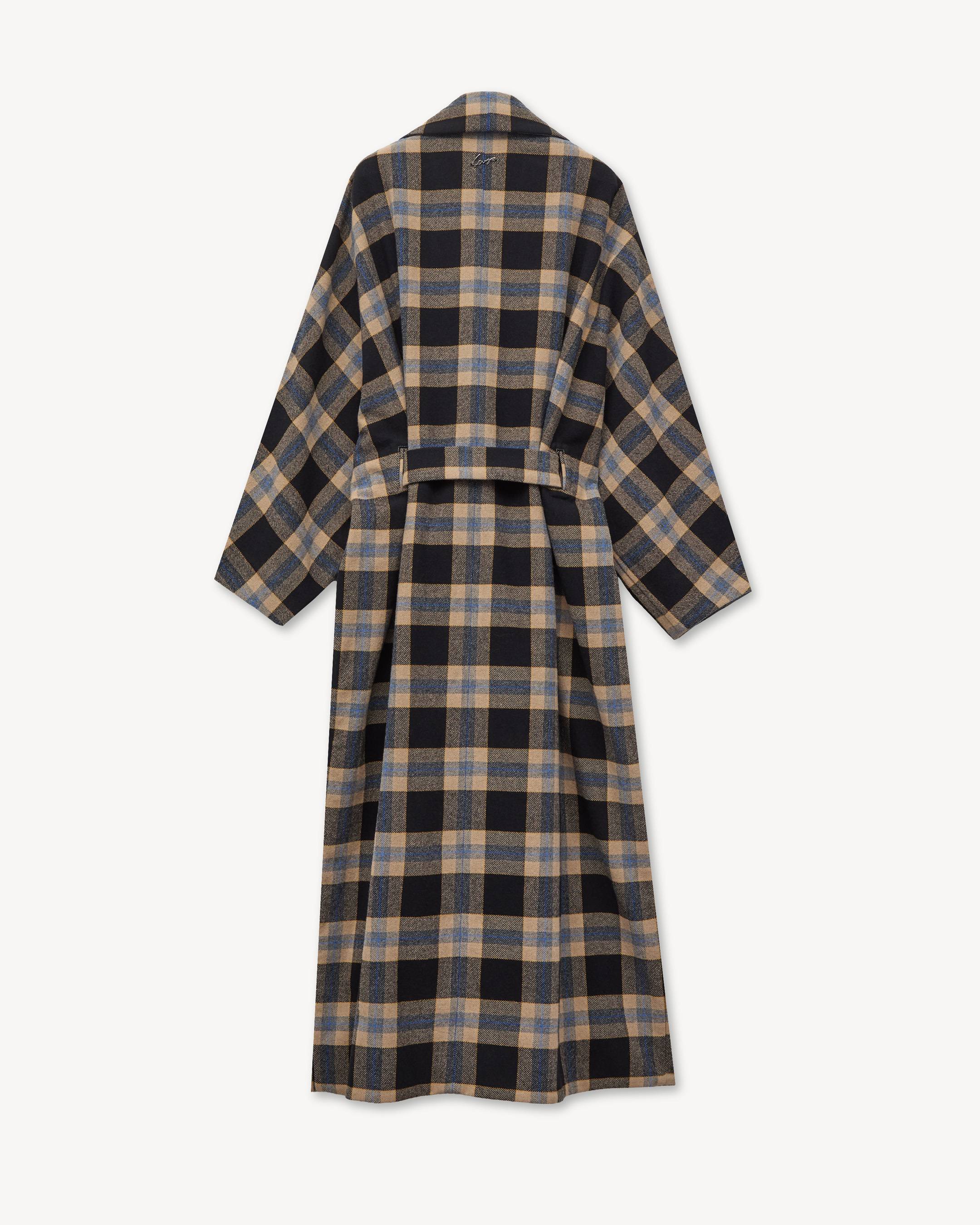 Abrigo unisex oversize con cuello chal de mezcla de lana 'KENZO Checks'